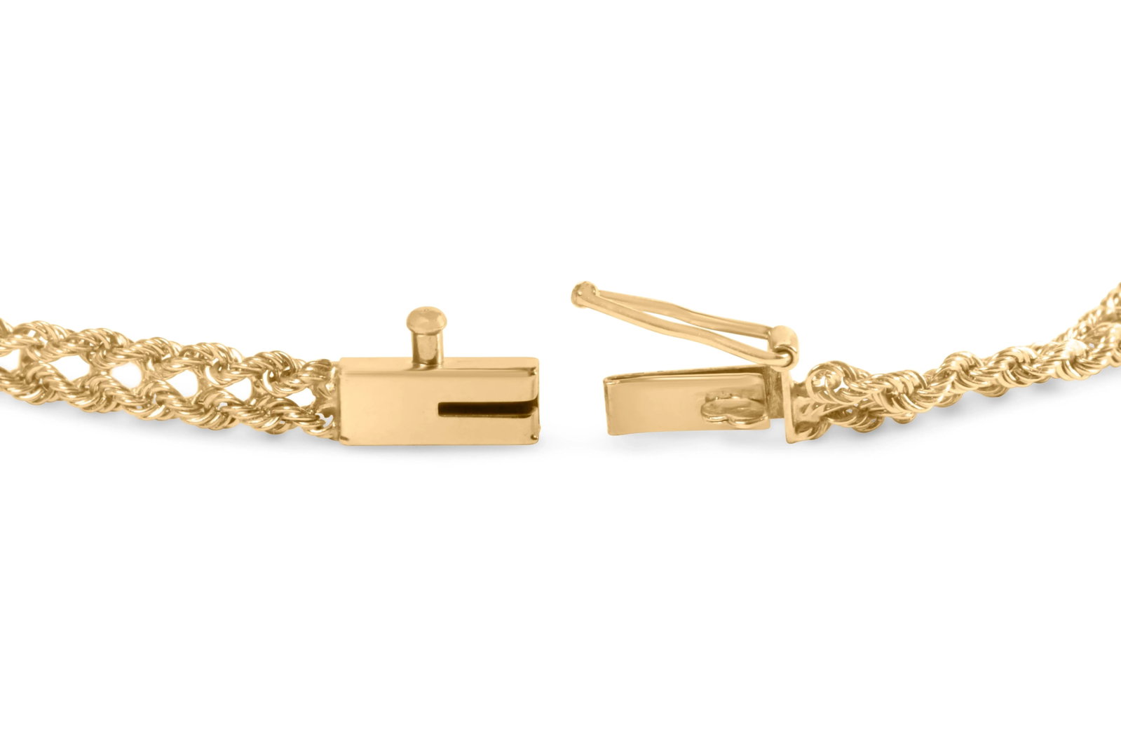 10K Yellow Gold 1/4 Cttw Round-Cut Diamond Basket Weave Rope Chain Style 7" Bracelet (H-I Color, I1- - 2