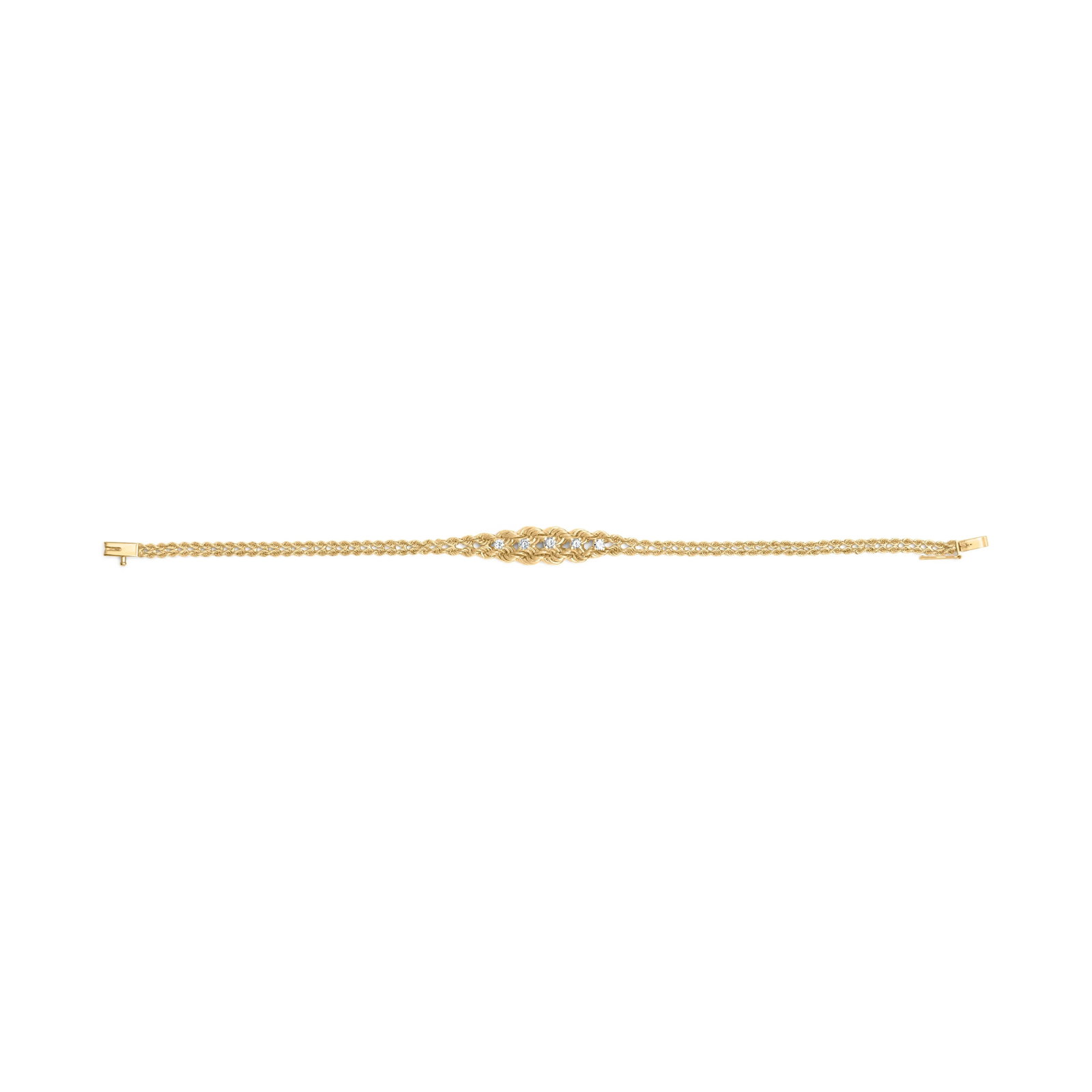 10K Yellow Gold 1/4 Cttw Round-Cut Diamond Basket Weave Rope Chain Style 7" Bracelet (H-I Color, I1- - 4