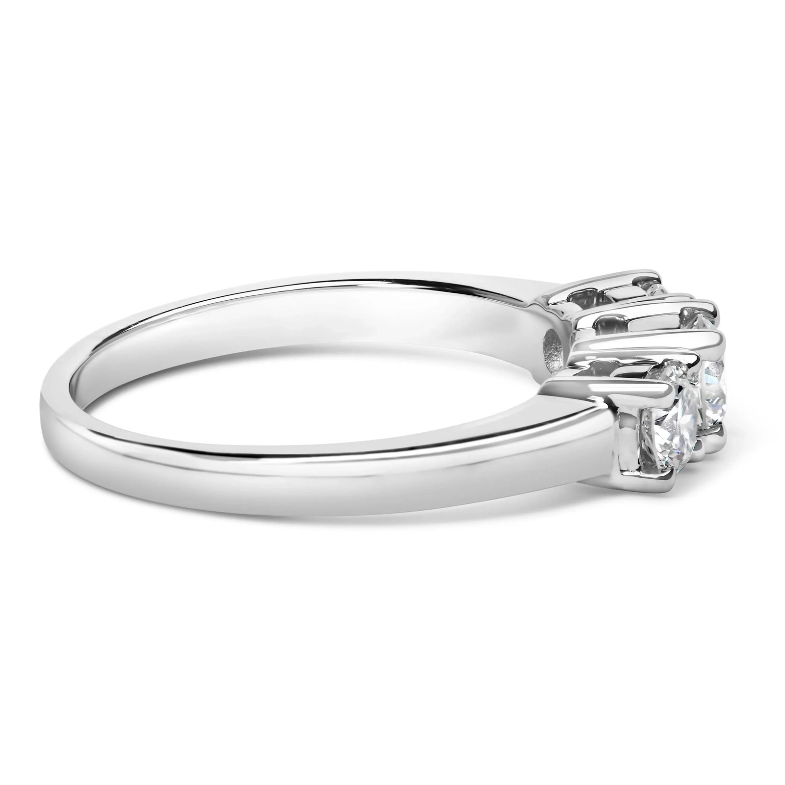 14K White Gold 3/4 Cttw Lab Grown Diamond 3 Stone Ring Band (F-G Color, VS2-SI1 Clarity)- Size 8 - 2