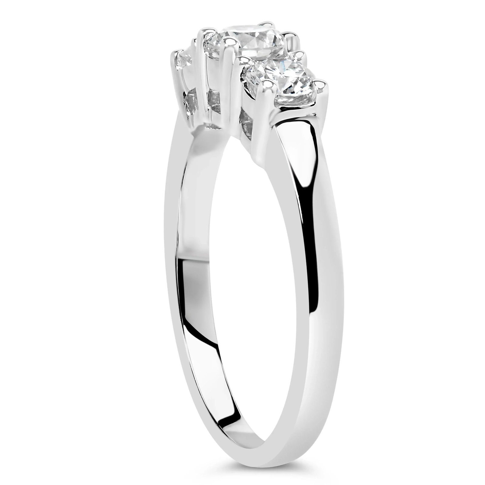 14K White Gold 3/4 Cttw Lab Grown Diamond 3 Stone Ring Band (F-G Color, VS2-SI1 Clarity)- Size 8 - 4