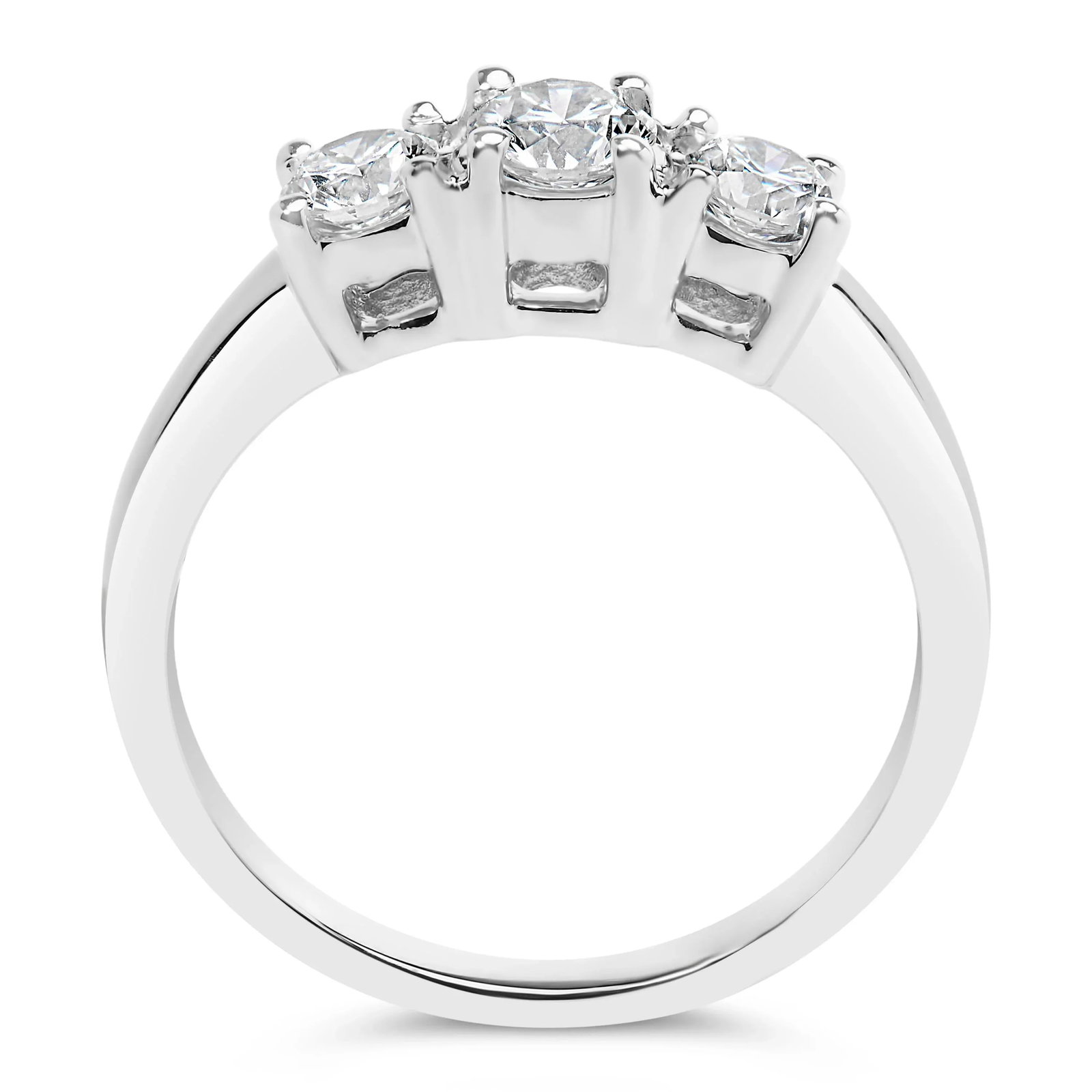 14K White Gold 3/4 Cttw Lab Grown Diamond 3 Stone Ring Band (F-G Color, VS2-SI1 Clarity)- Size 8 - 5