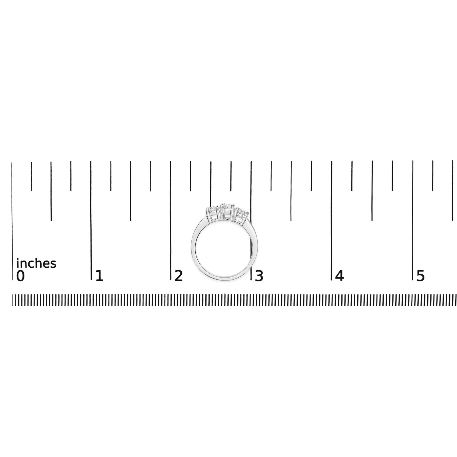 14K White Gold 3/4 Cttw Lab Grown Diamond 3 Stone Ring Band (F-G Color, VS2-SI1 Clarity)- Size 8 - 7