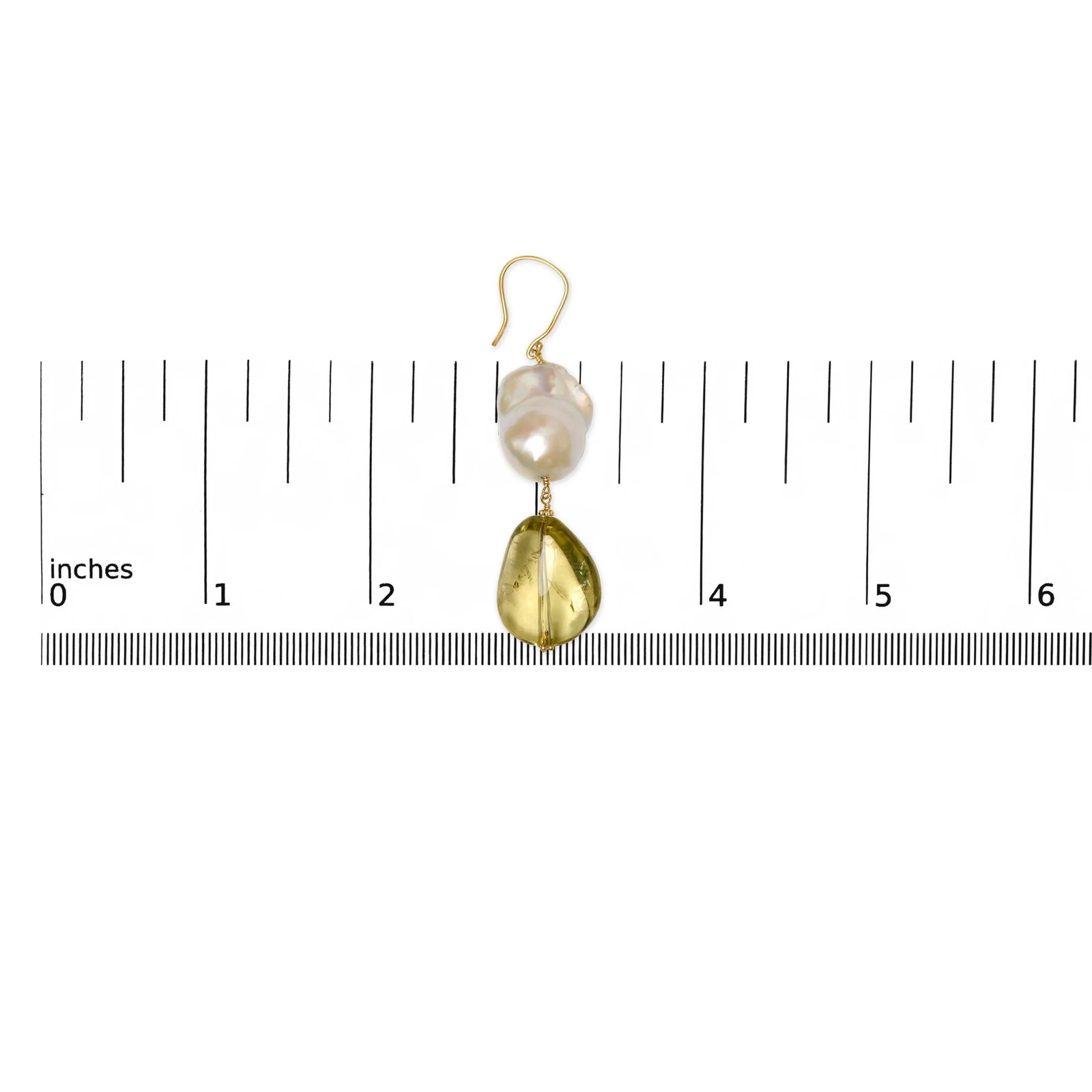 14K Yellow Gold Citrine and Baroque Pearl Drop and Dangle Earrings 1 3/4 Inch Dangle - 5