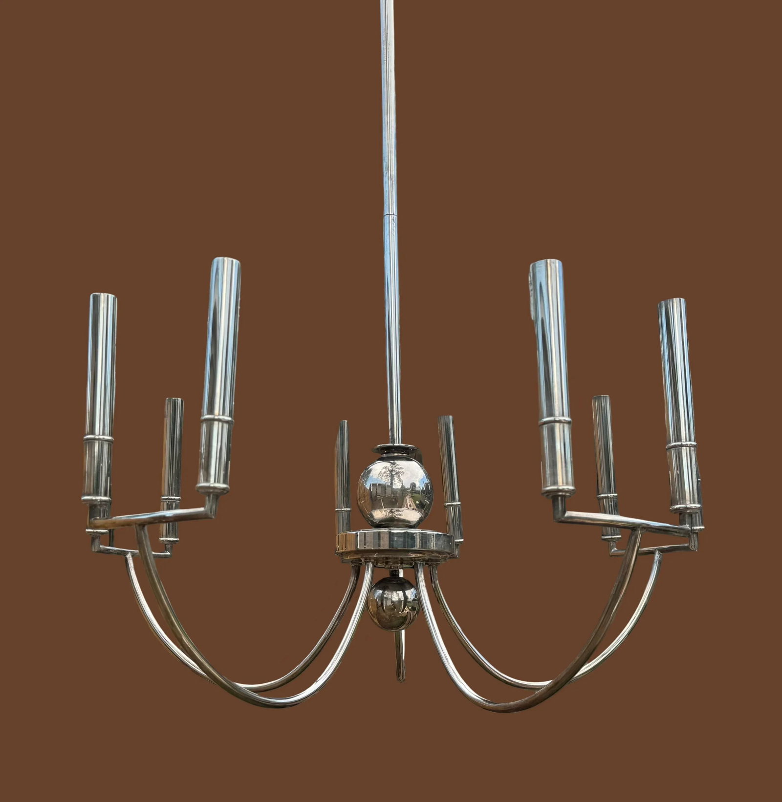 Vintage Silver Plated 5 Double Arm Chandelier - 2