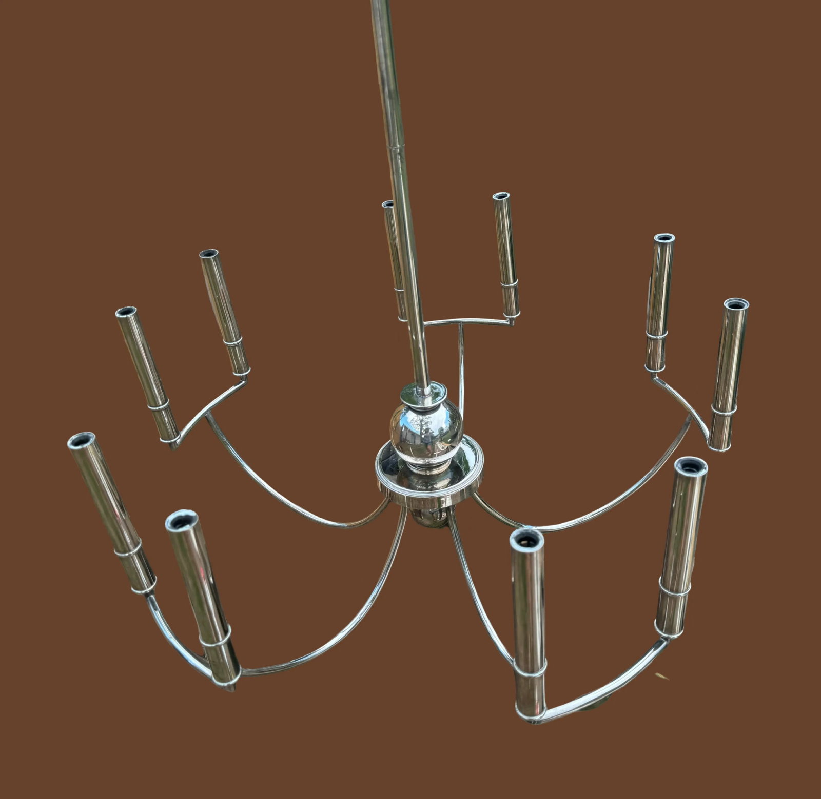 Vintage Silver Plated 5 Double Arm Chandelier - 3