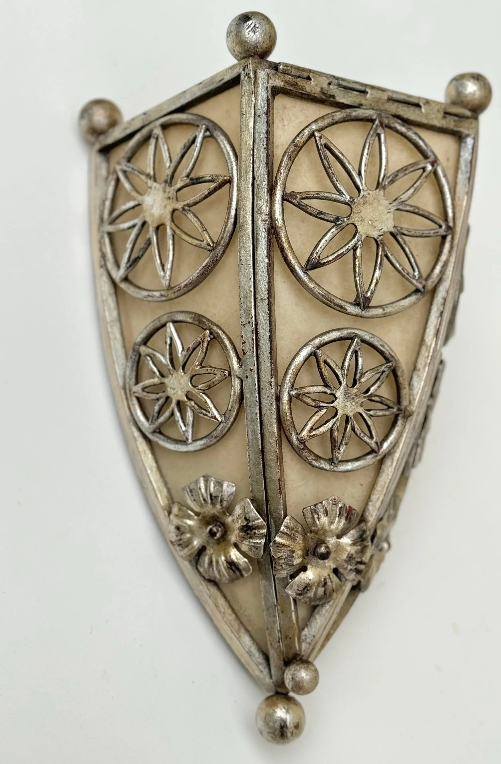 Vintage Wall Sconce: Paul Ferrante Spanish/Art Deco Style Sconce, Iron and Silver Gilt Wall Light - 3
