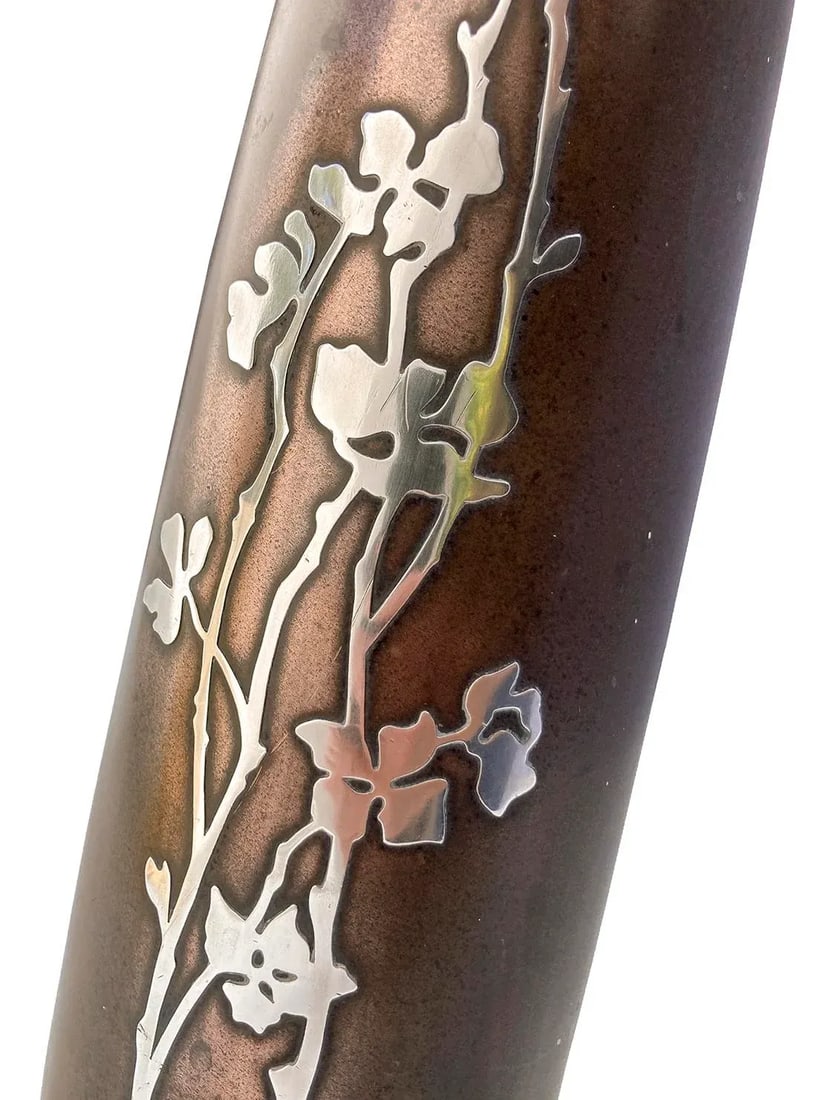 Early 20th Century Bronze & Sterling Silver Flower Vase - 7
