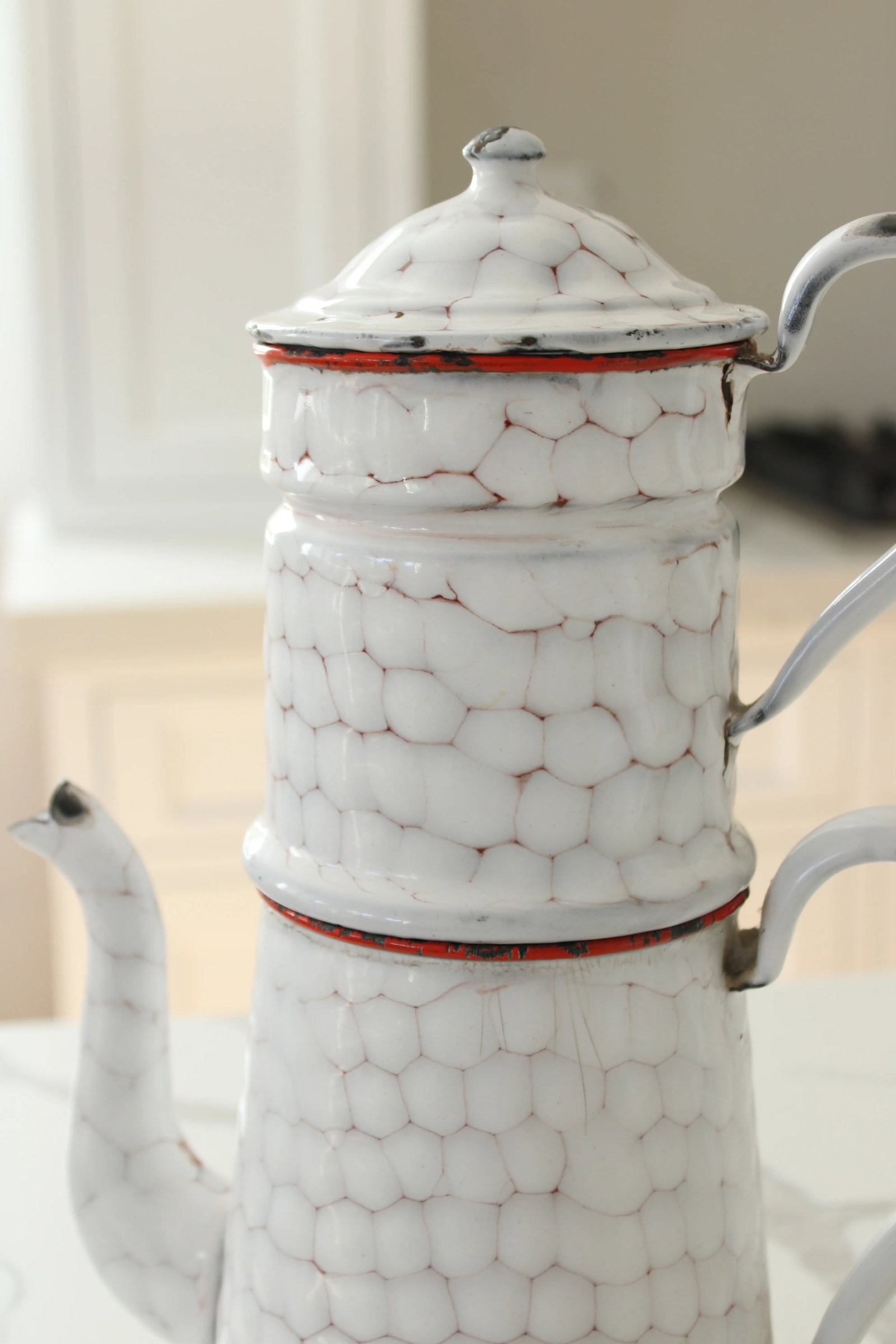 1920's Lrg. French Enamelware Coffee Pot, Made in France - 2