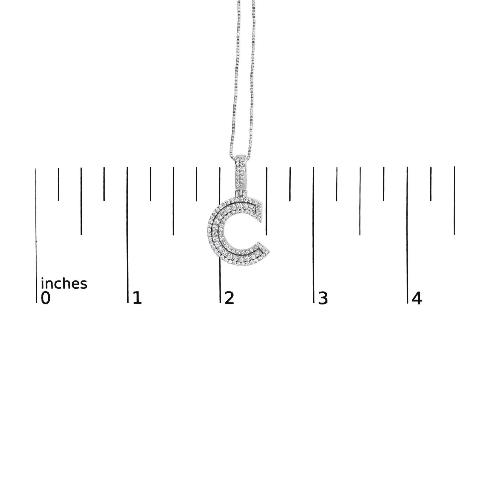.925 Sterling Silver 4/5 Cttw Round Lab-Grown Diamond "C" Pendant Necklace - 18" (F-G Color, VS2-SI1 - 5