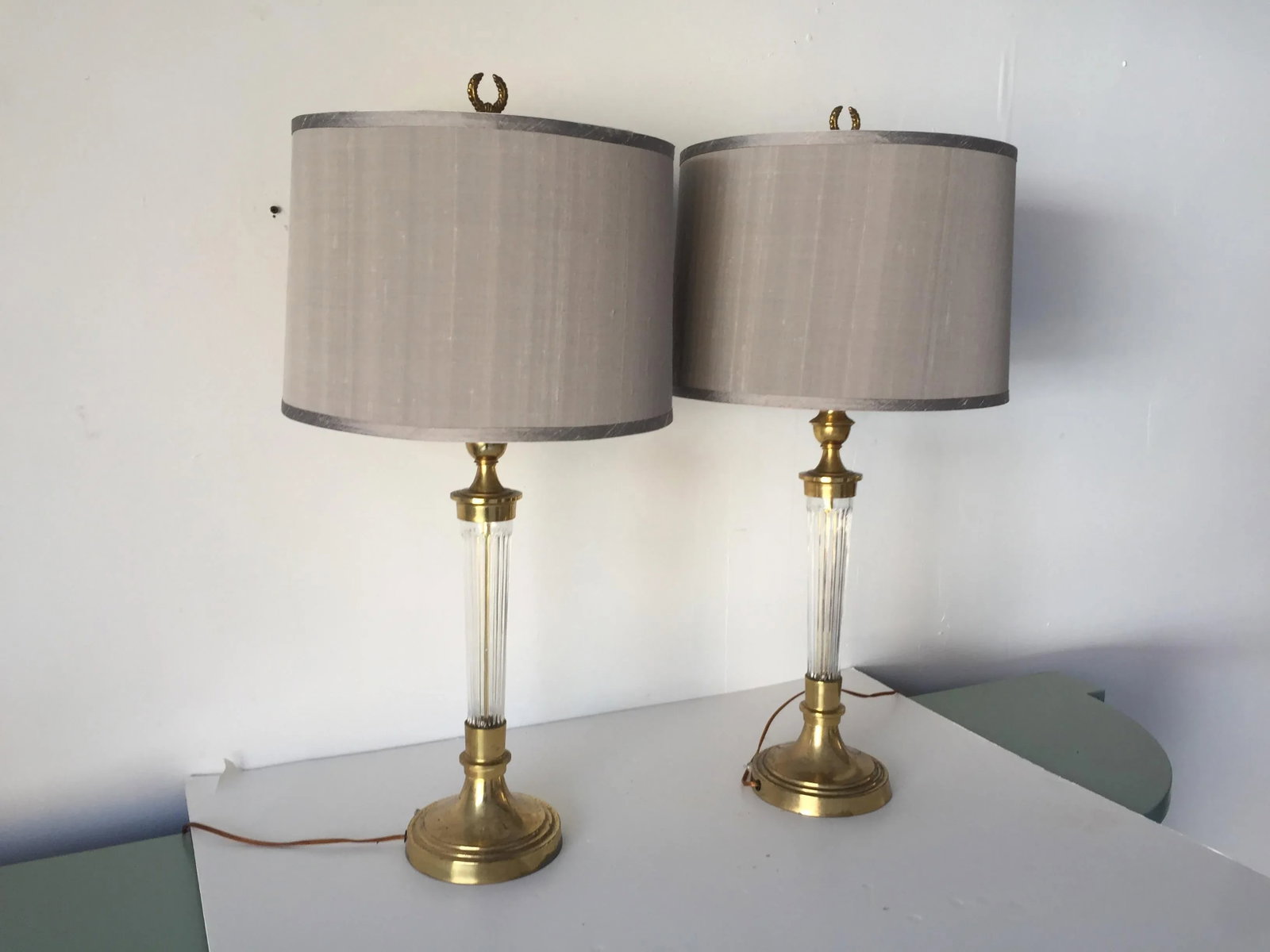 Mid-Century Table Lamps (2)ly Complimented by Custome Shades - 2