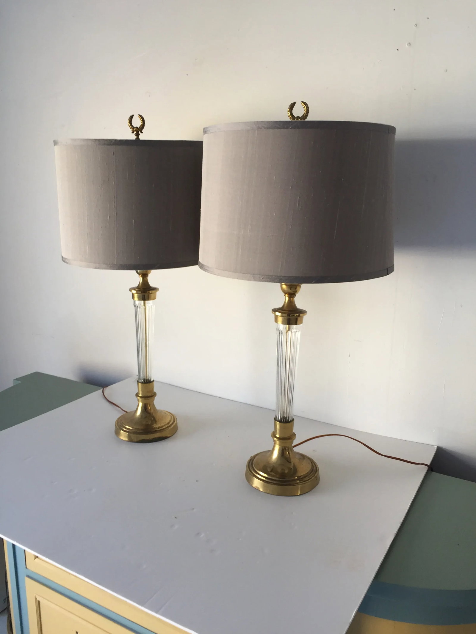 Mid-Century Table Lamps (2)ly Complimented by Custome Shades - 7
