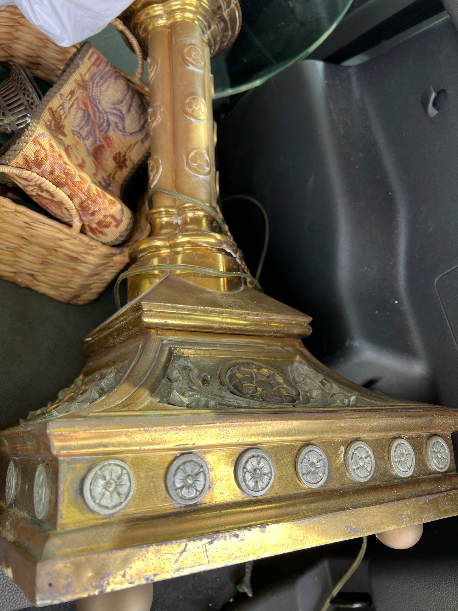 Antique Brass Floor Table Lamp - 5