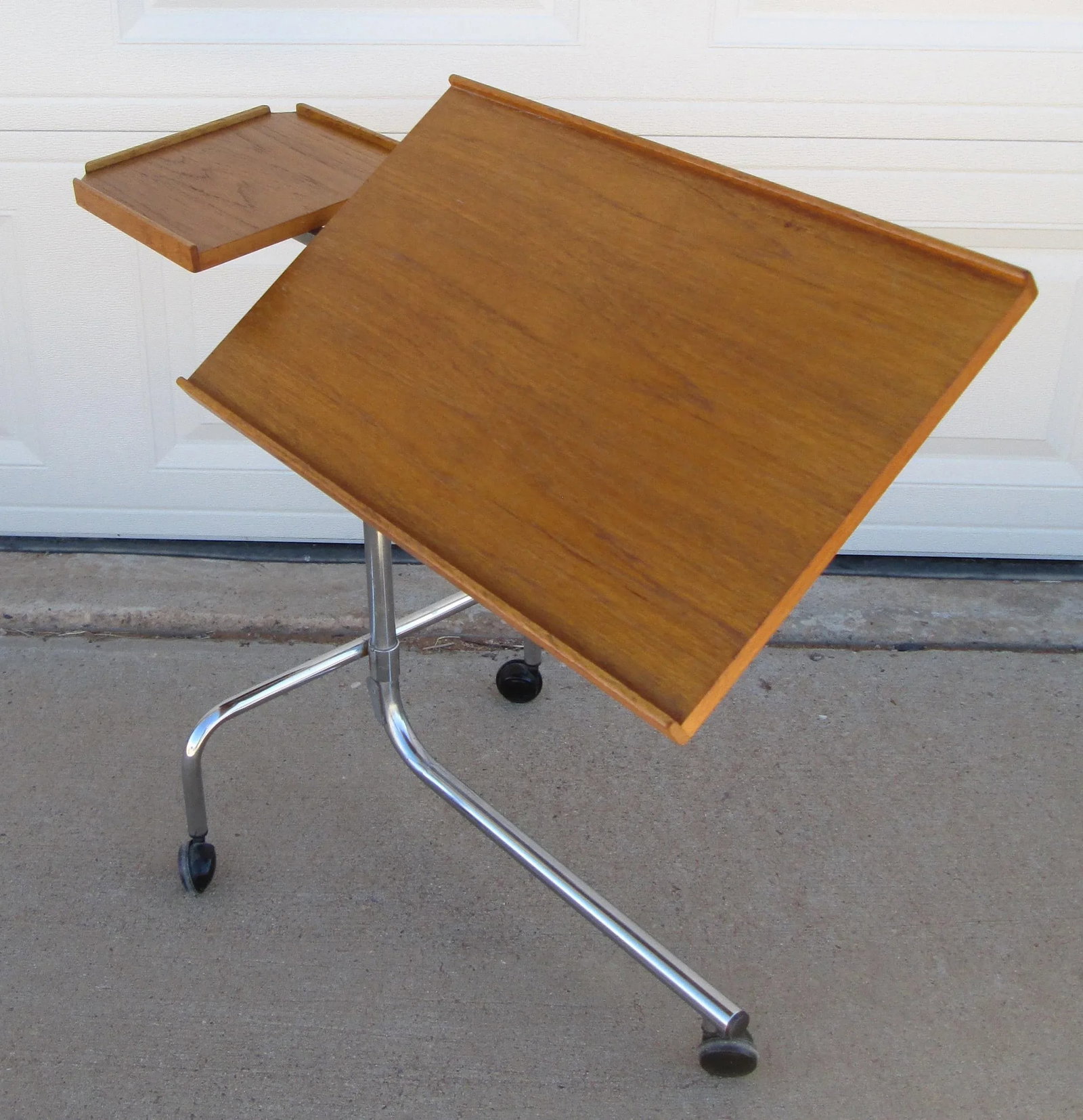 HMN Danecastle Teak Chrome Music Stand Danish Modern - 3