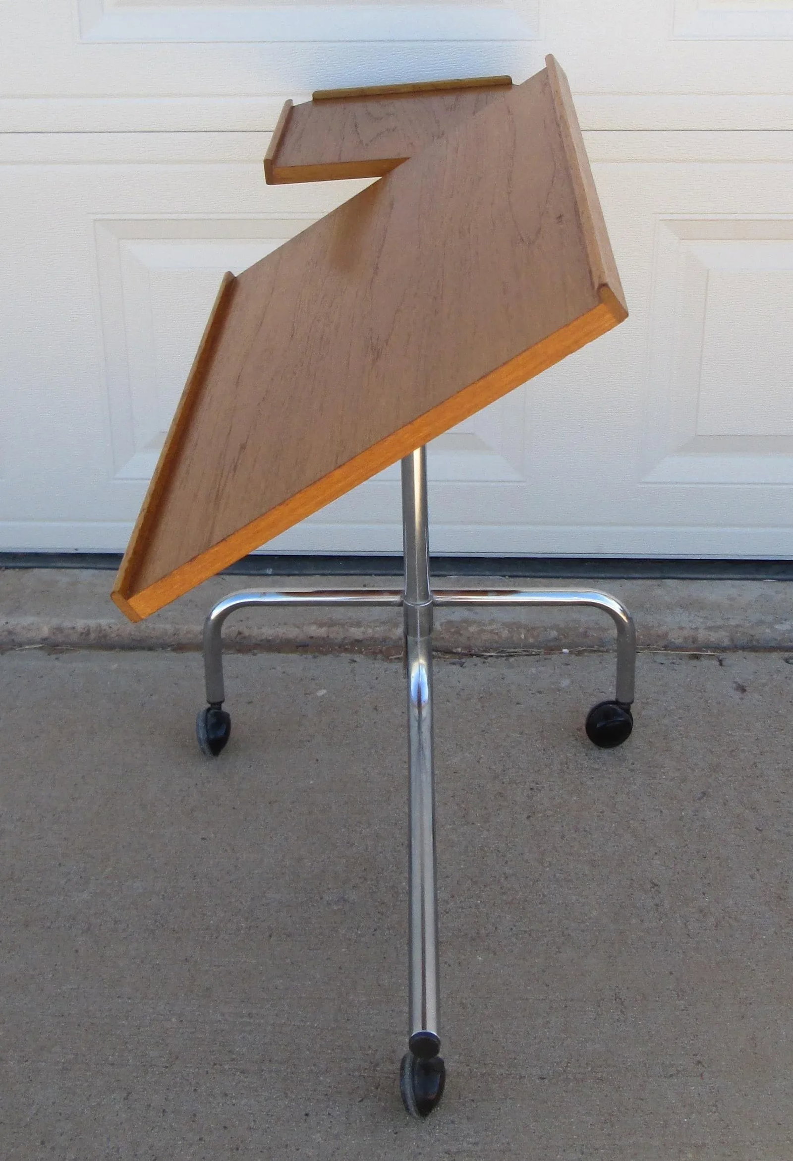 HMN Danecastle Teak Chrome Music Stand Danish Modern - 4