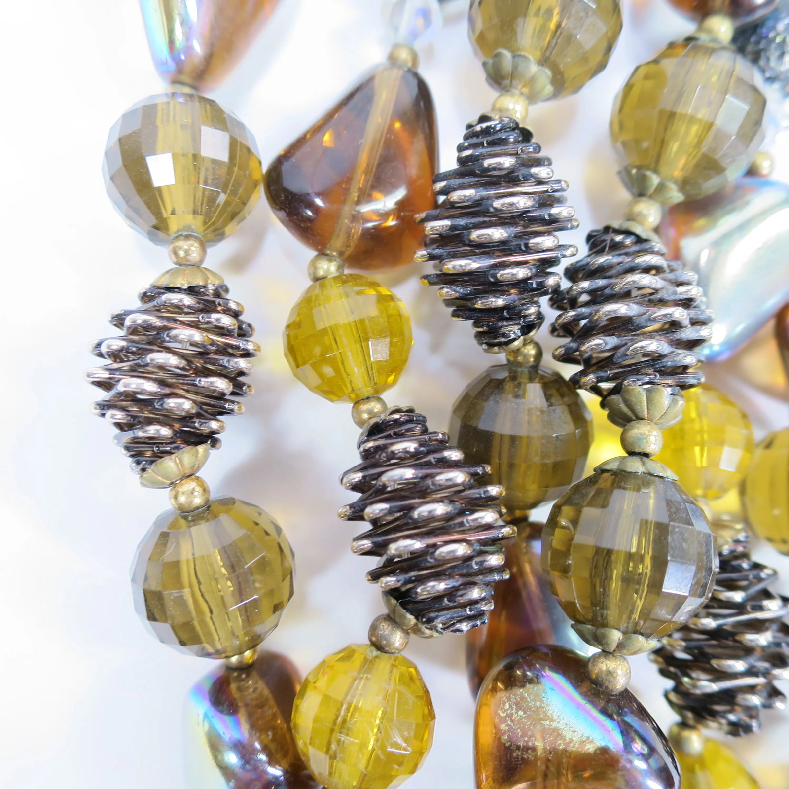 Vintage 1950s Multi-Strand Amber Art Glass Necklace Set - 3 Pieces - 6