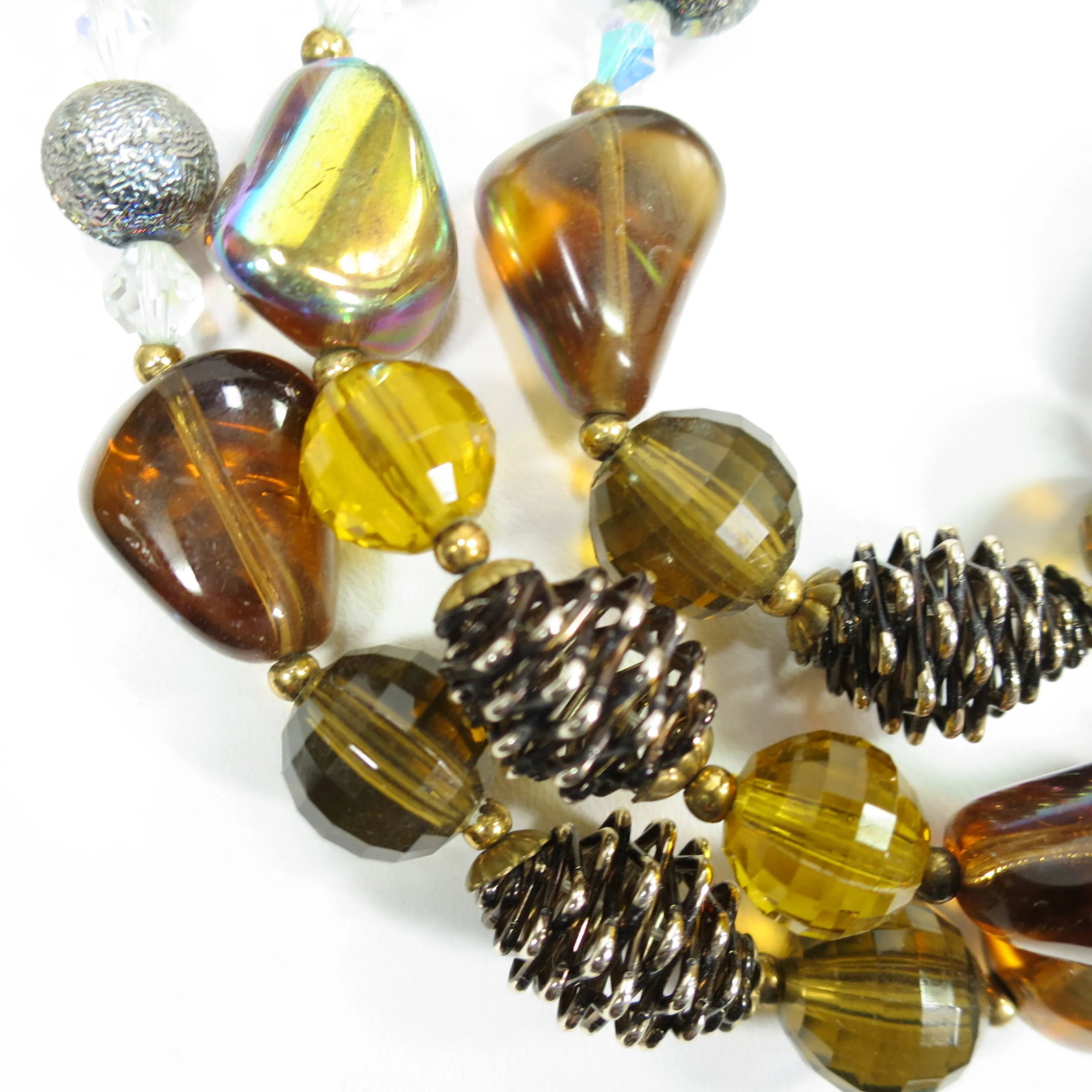 Vintage 1950s Multi-Strand Amber Art Glass Necklace Set - 3 Pieces - 7