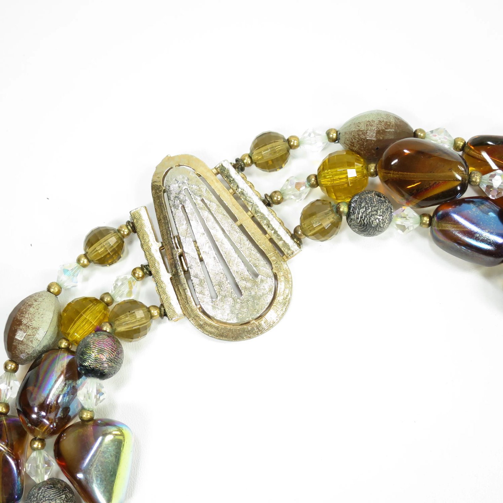 Vintage 1950s Multi-Strand Amber Art Glass Necklace Set - 3 Pieces - 9