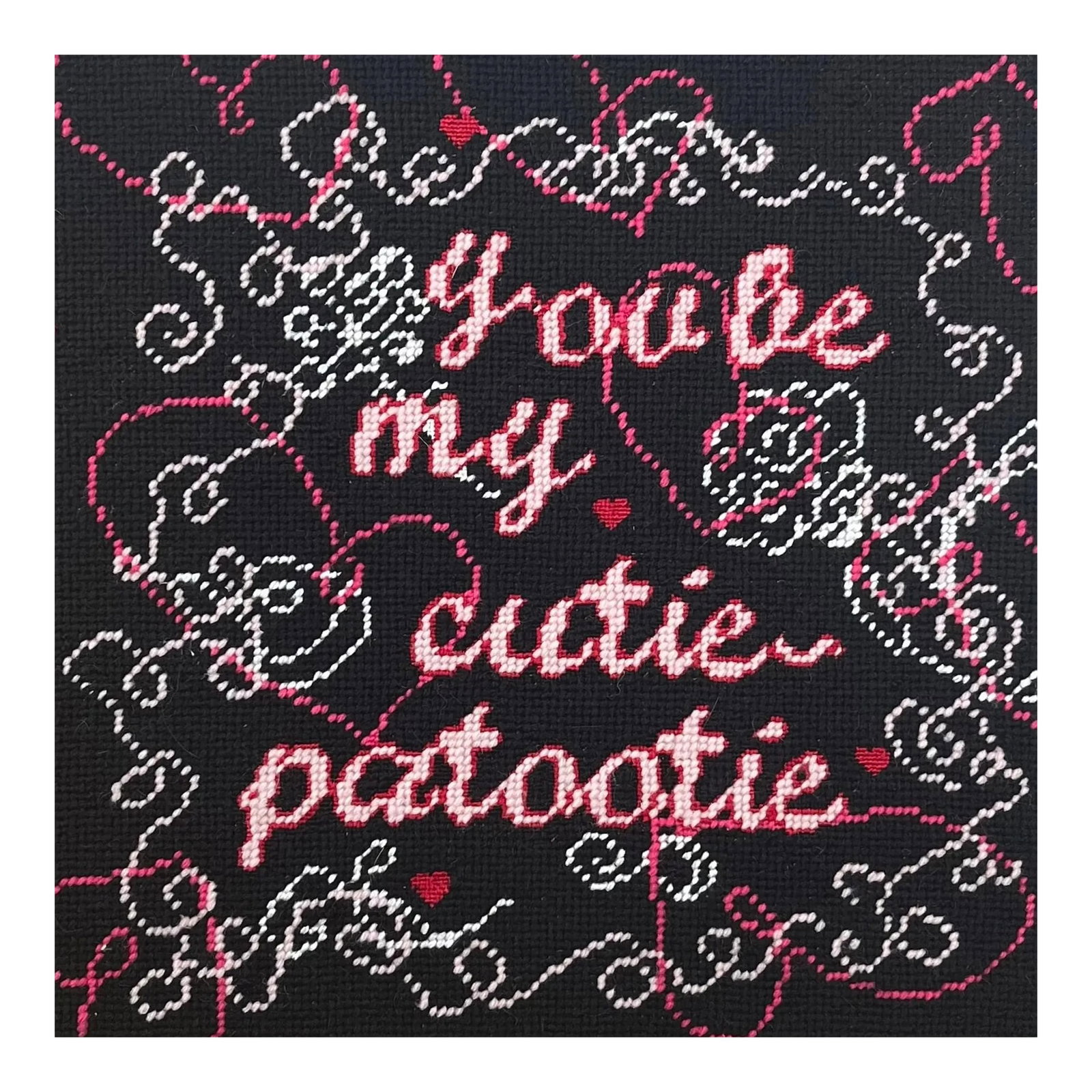 Hand-Embroidered "You Be My Cutie-Patootie" One of a Kind Needlepoint Pillow - 2