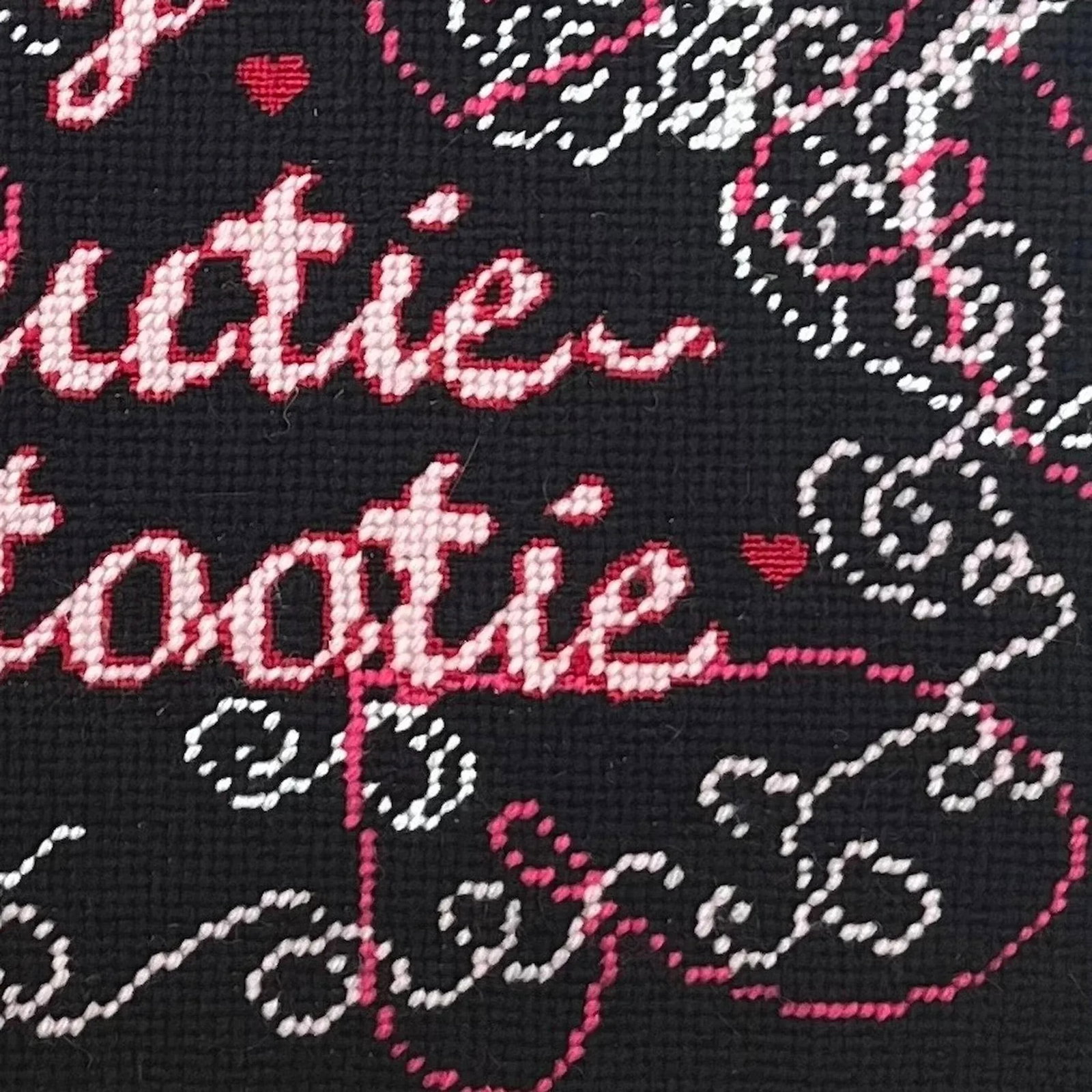 Hand-Embroidered "You Be My Cutie-Patootie" One of a Kind Needlepoint Pillow - 8
