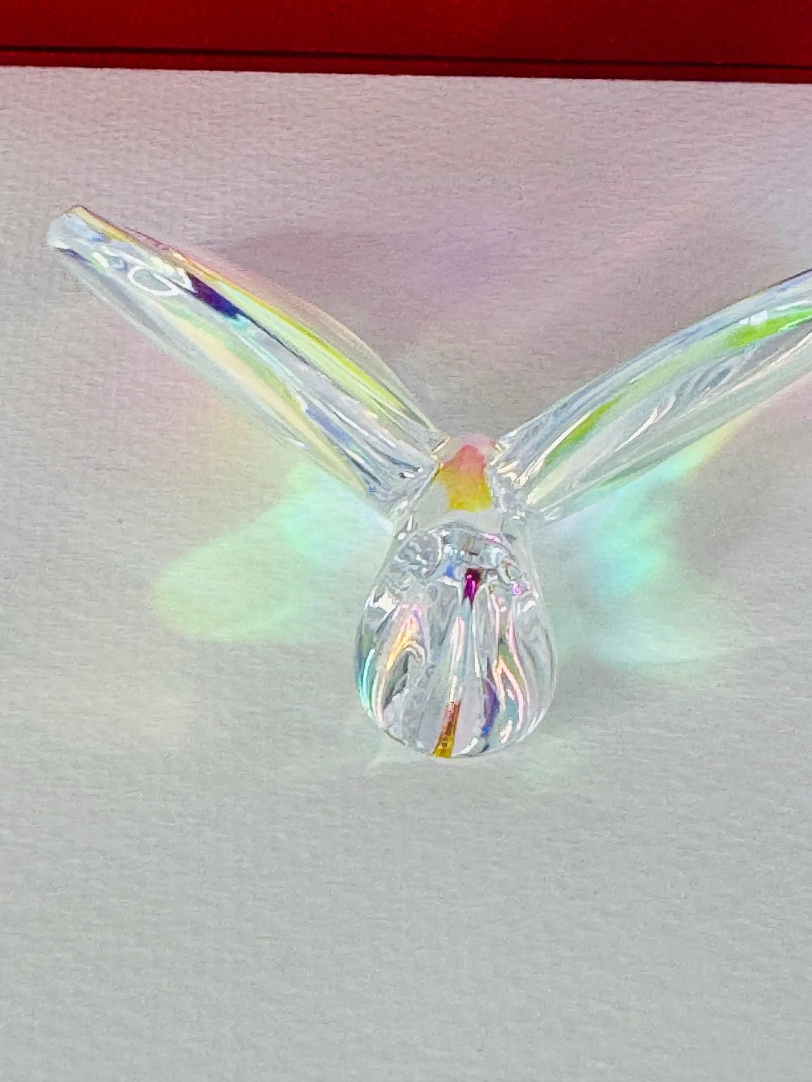 Baccarat Clear Iridescent Lucky Glass Butterfly Figurine With Box - 2