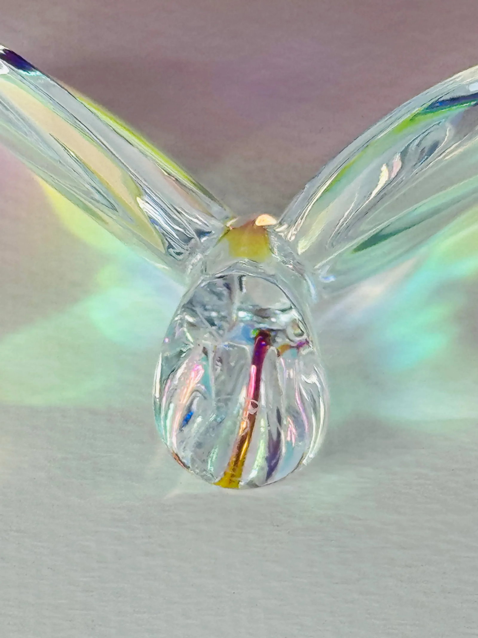 Baccarat Clear Iridescent Lucky Glass Butterfly Figurine With Box - 4