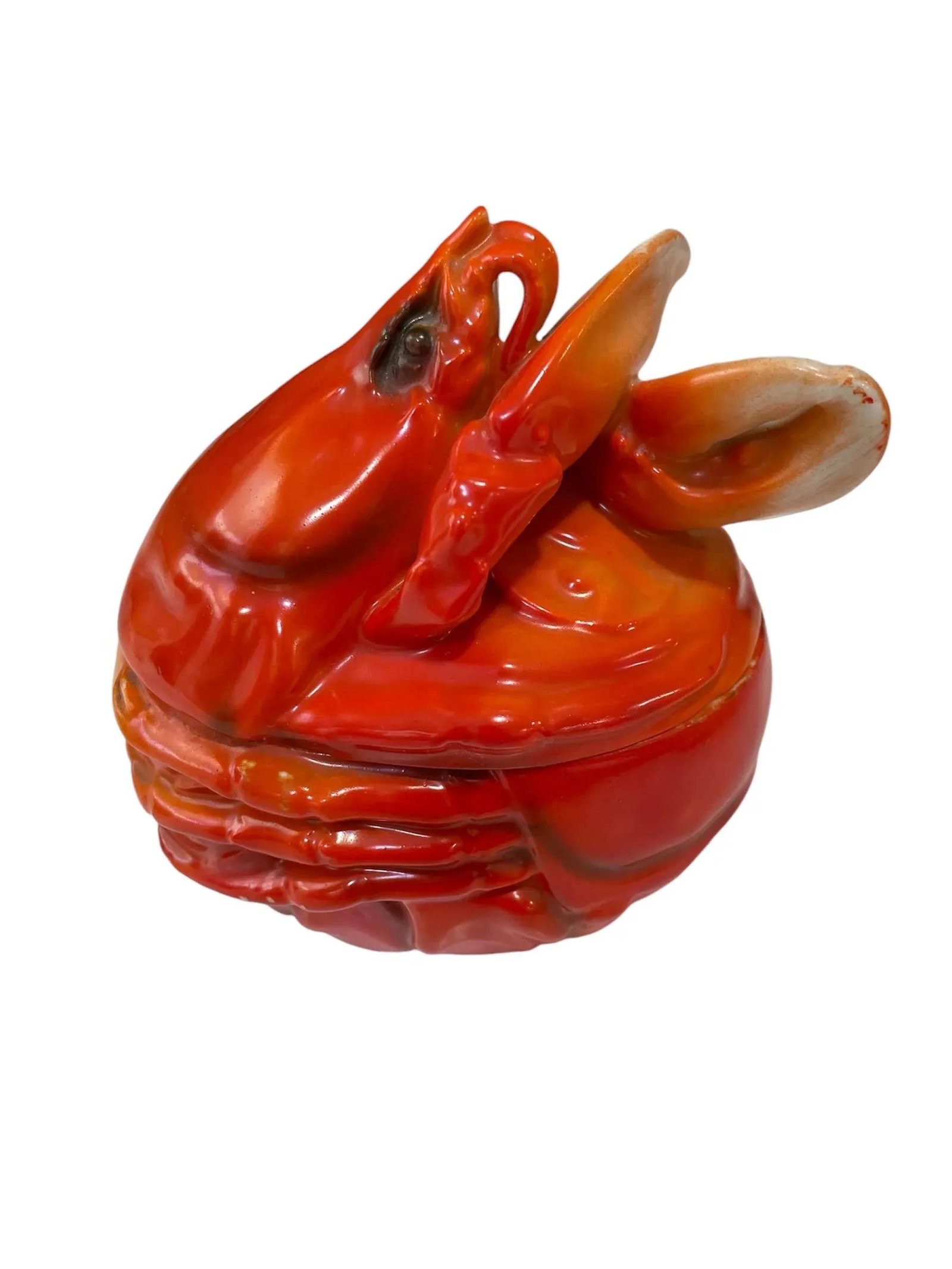 Early 20th Century Royal Bayreuth Lobster Sugar, Cream and Spoon Ceramic Dish Set- 3 Pieces - 10