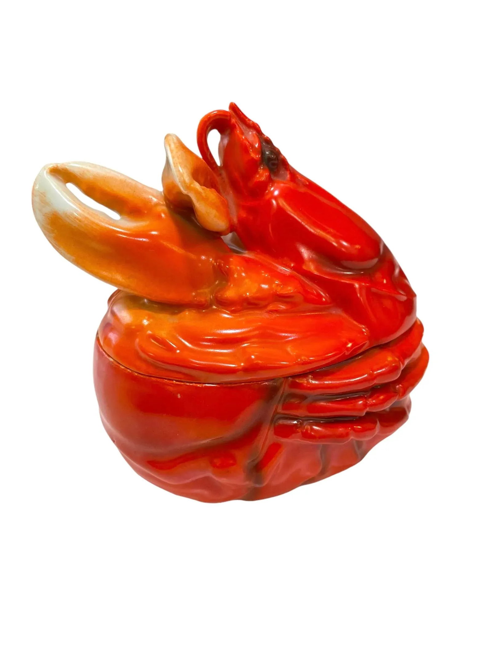 Early 20th Century Royal Bayreuth Lobster Sugar, Cream and Spoon Ceramic Dish Set- 3 Pieces - 2