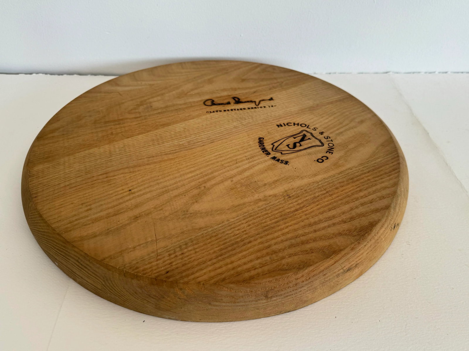 Vintage 1950s Nichols & Stone Round Oak Wood Server by Claud Bunyard - 5