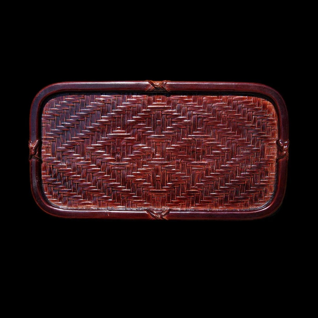Handmade Authentic Japanese Bantai Basket-Woven Lacquerware Tray 1940s - 2