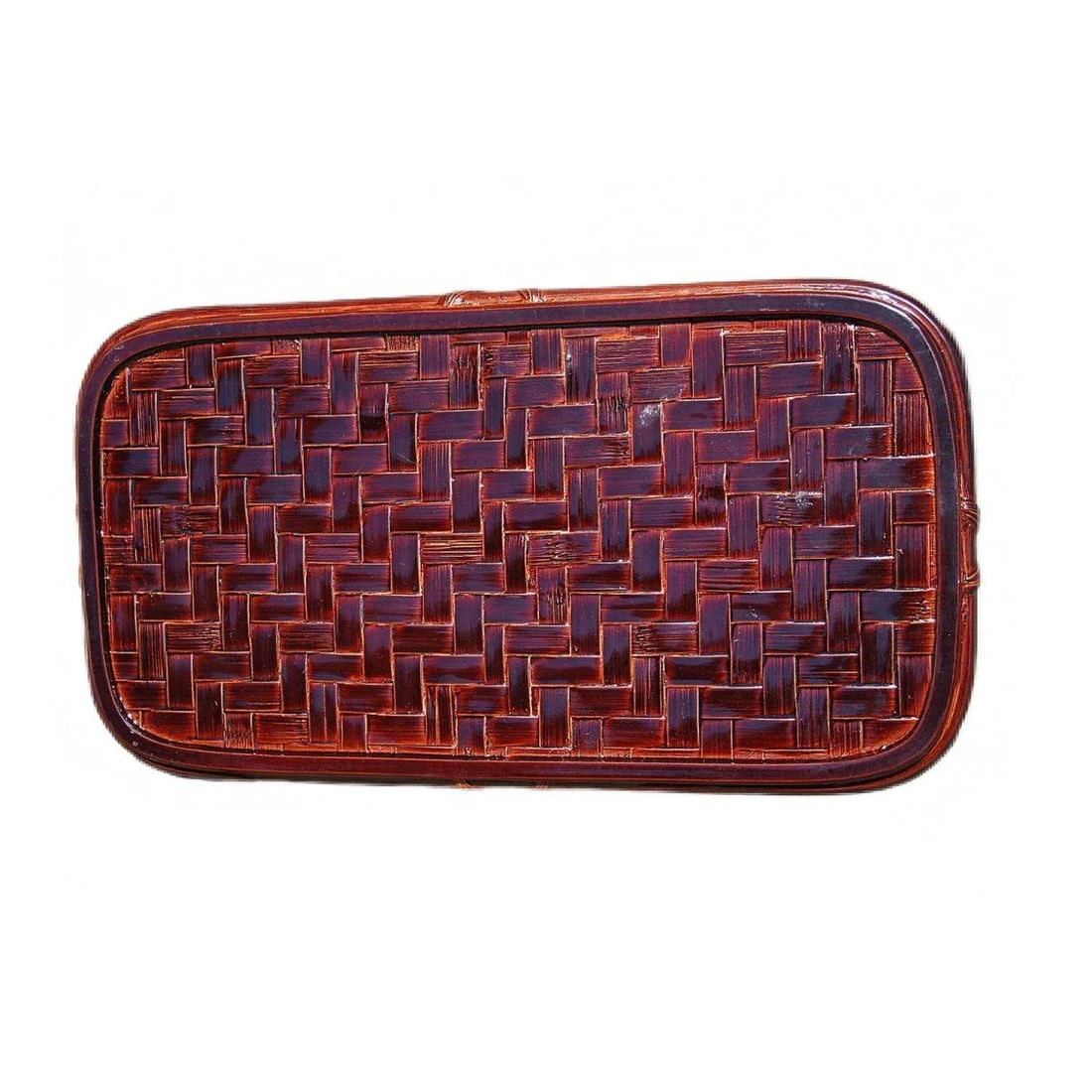 Handmade Authentic Japanese Bantai Basket-Woven Lacquerware Tray 1940s - 3