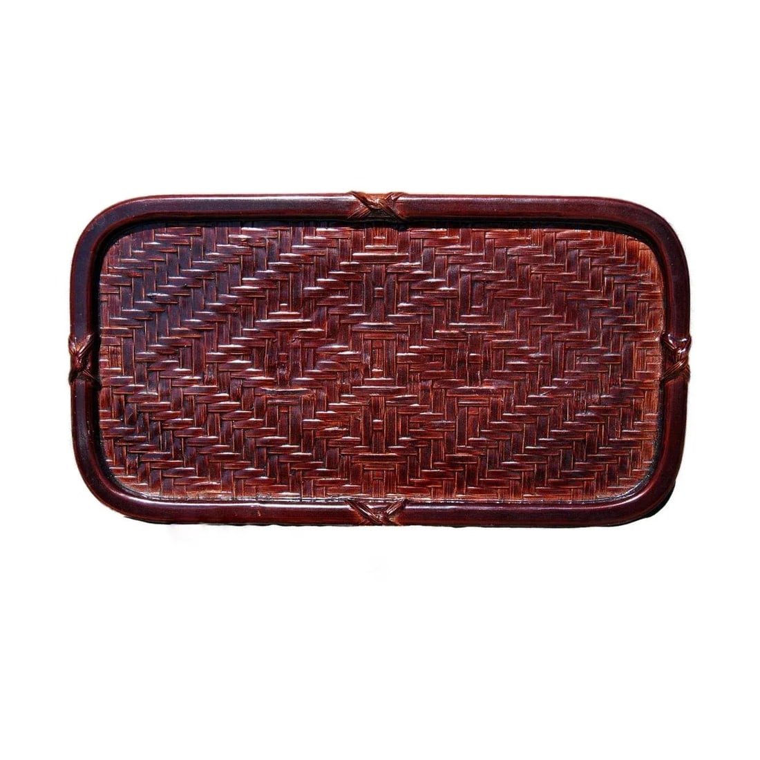 Handmade Authentic Japanese Bantai Basket-Woven Lacquerware Tray 1940s - 8