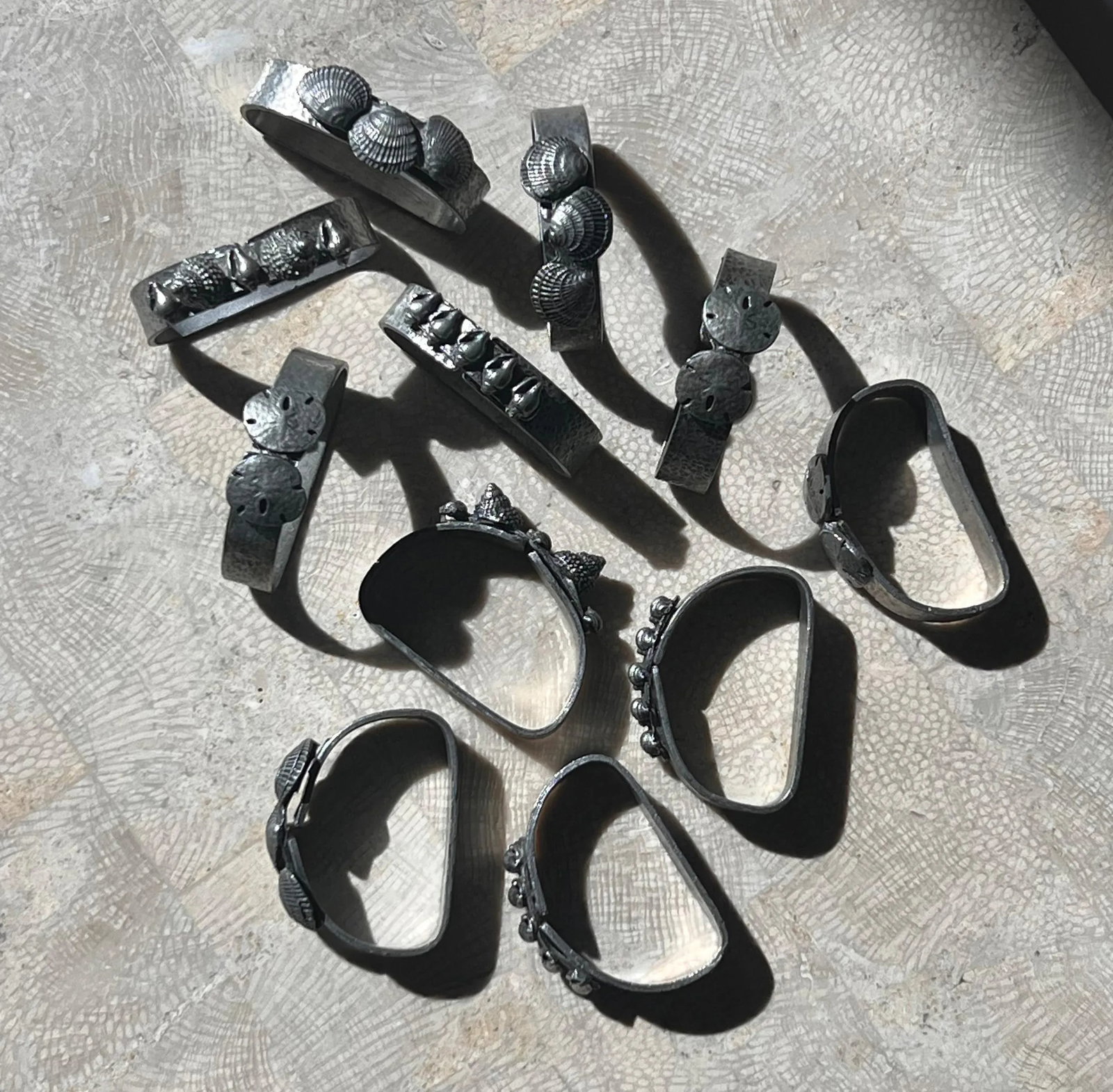 Pewter Napkin Rings With Sculpted Shells, 1975 - Set of 11 - 8