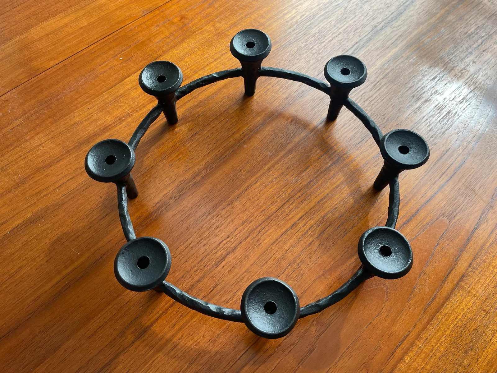 Mid 20th Century Hand-Hammered Iron Centerpiece Candelabra After Jensen Quistgaard - 3