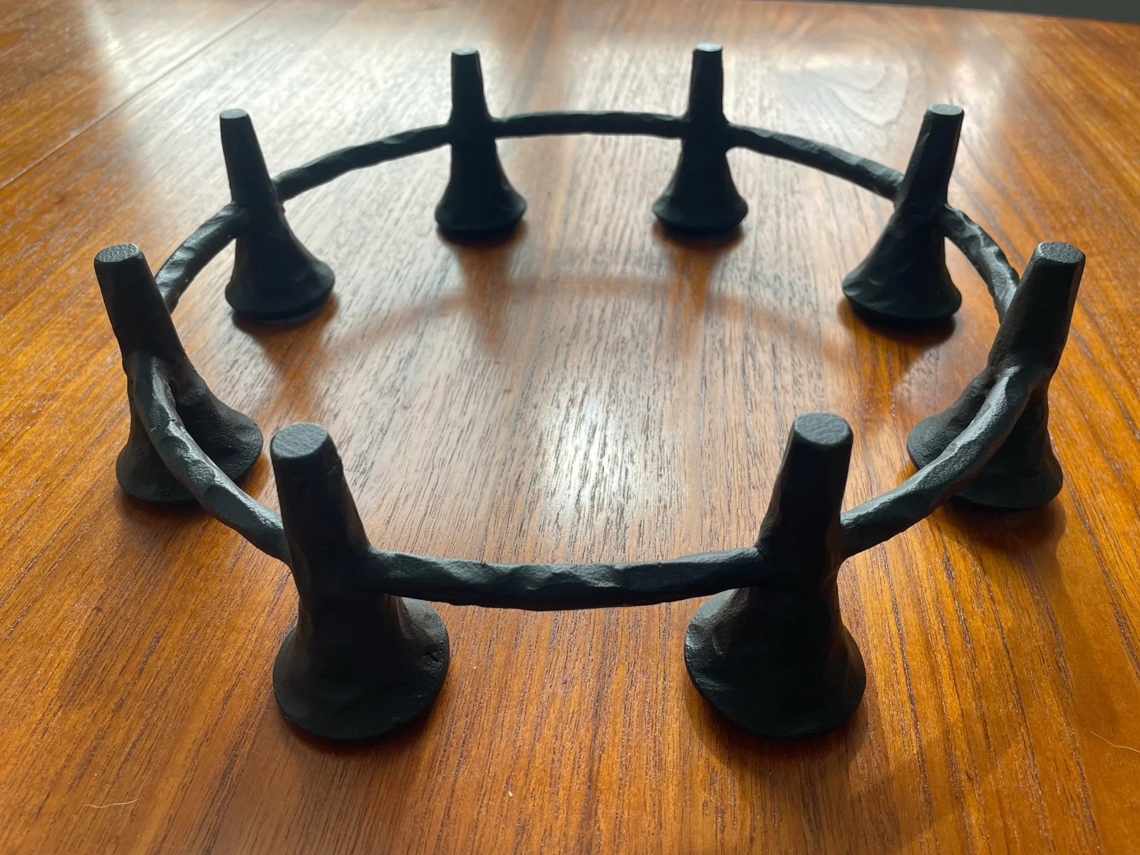 Mid 20th Century Hand-Hammered Iron Centerpiece Candelabra After Jensen Quistgaard - 5