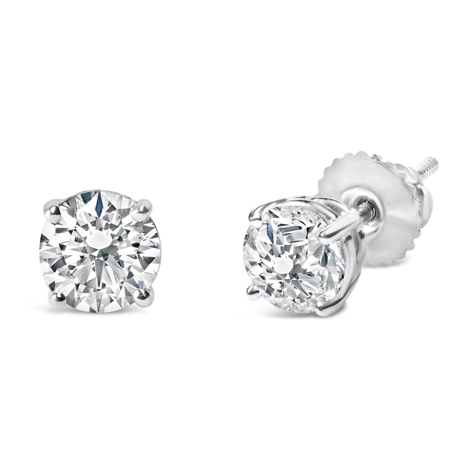 IGI Certified 14K White Gold 1.0 Cttw 4-Prong Set Brilliant Round-Cut Solitaire Diamond Push Back St - 2