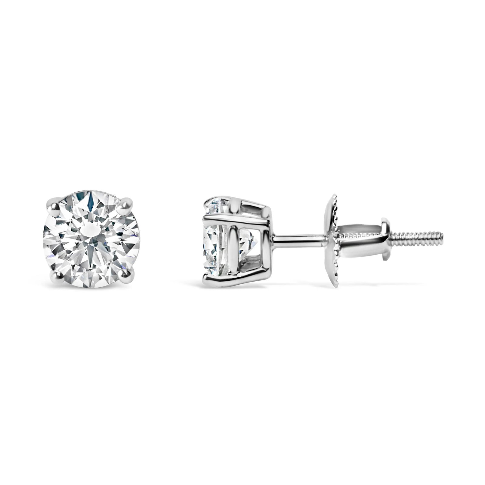 IGI Certified 14K White Gold 1.0 Cttw 4-Prong Set Brilliant Round-Cut Solitaire Diamond Push Back St - 3