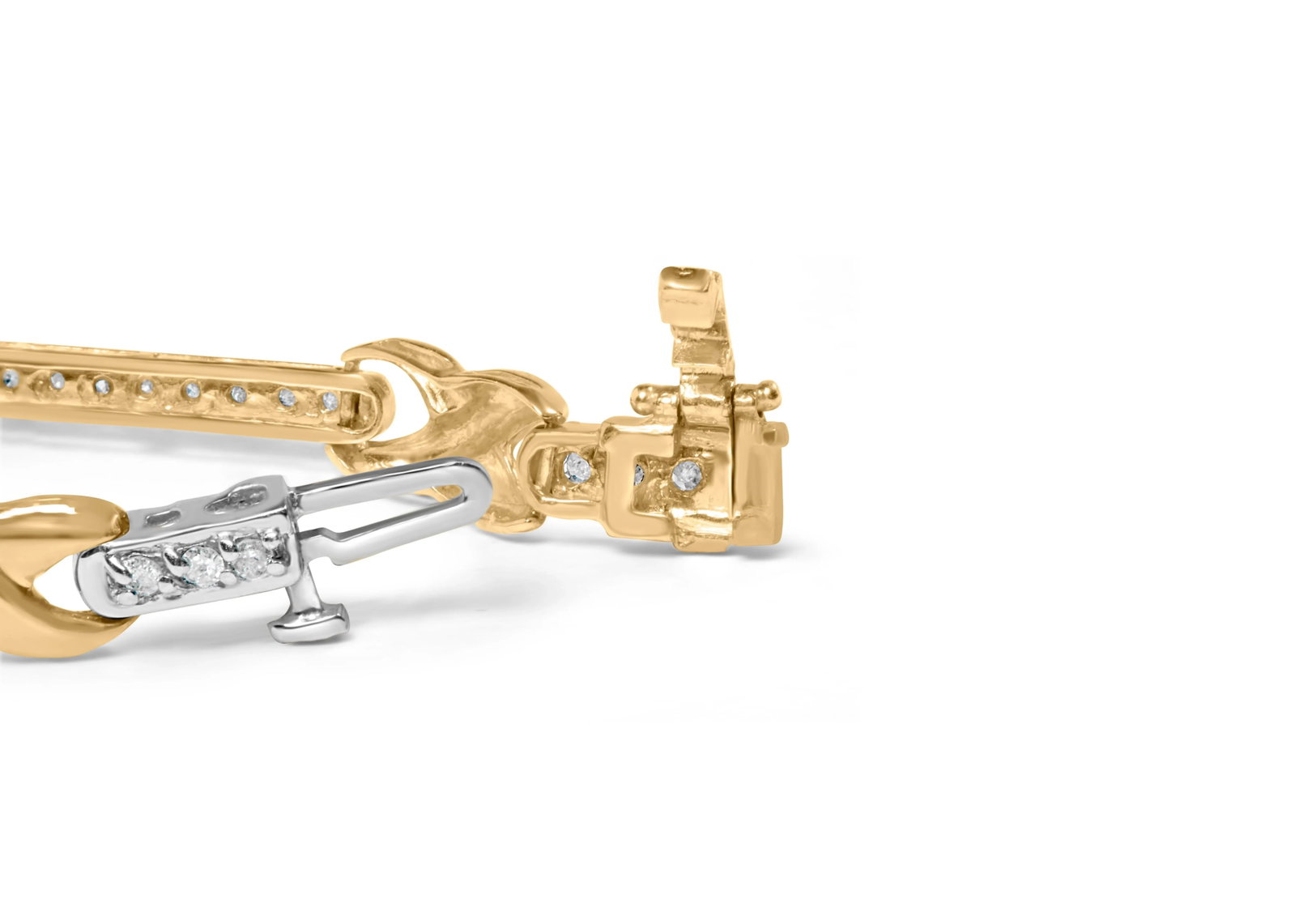 10K Yellow Gold 1.00 Cttw Pave Set Diamond Bar and X-Link 7" Bracelet (I-J Color, I3 Quality) - 2