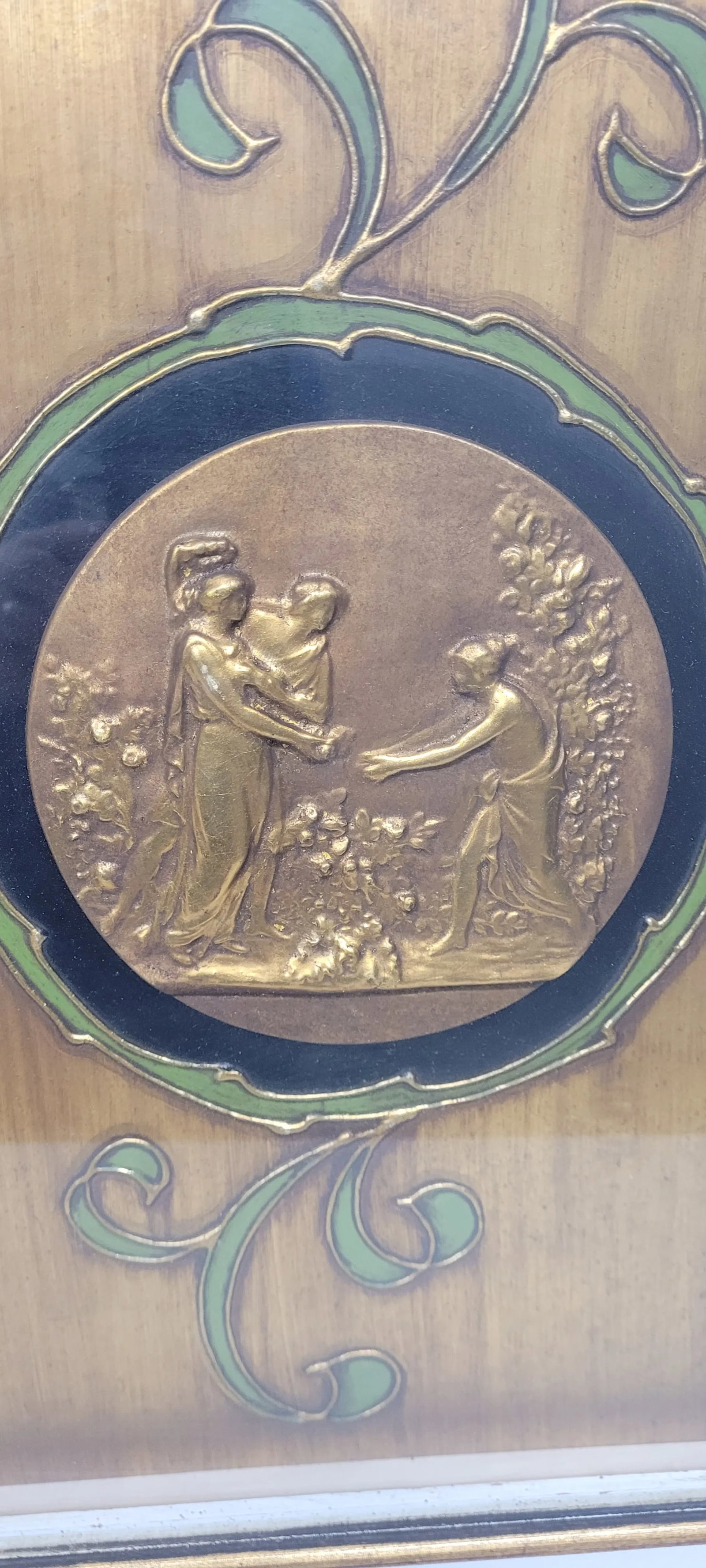 Vintage Neoclassical Medallion Wood Framed Gold Gilt Original Sungott Art Studies- Set of 2 - 4