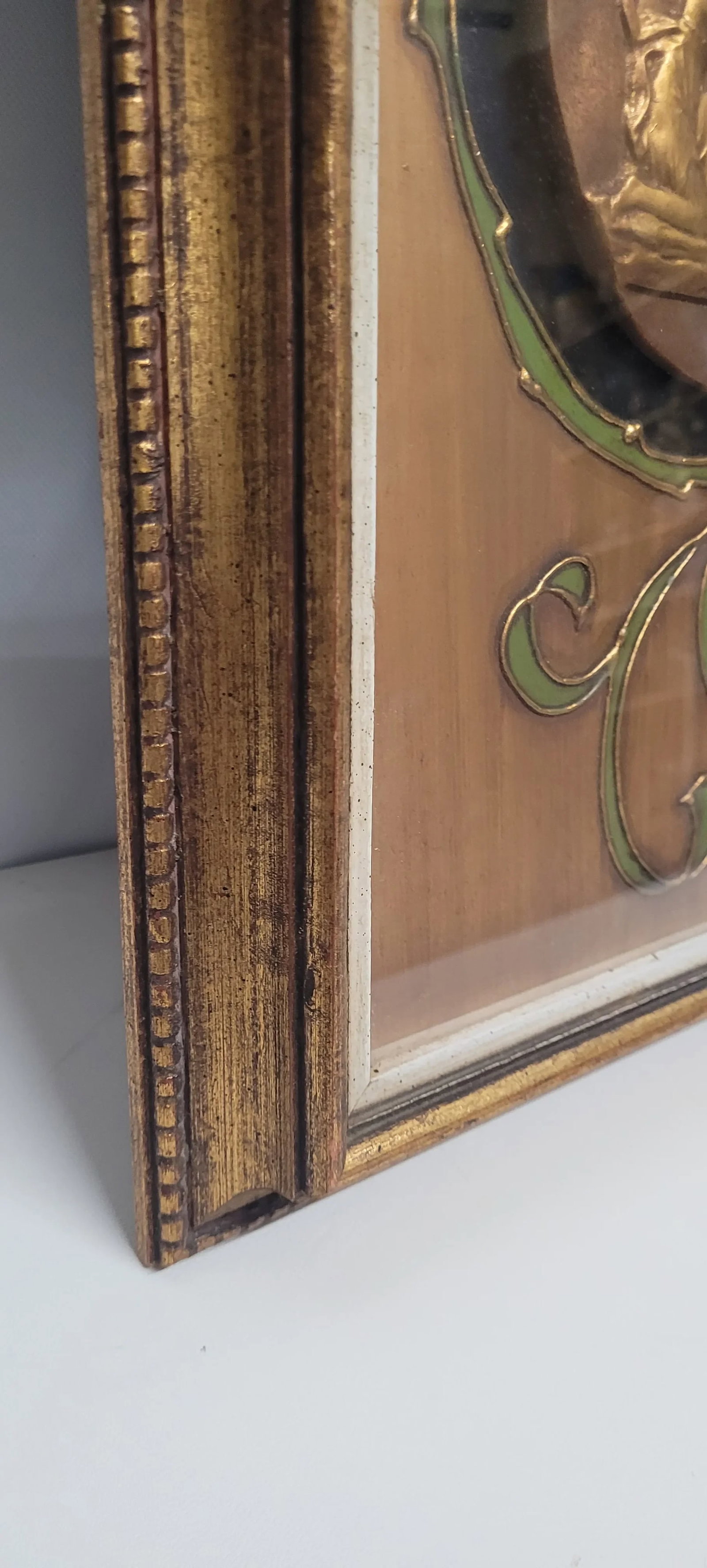 Vintage Neoclassical Medallion Wood Framed Gold Gilt Original Sungott Art Studies- Set of 2 - 9