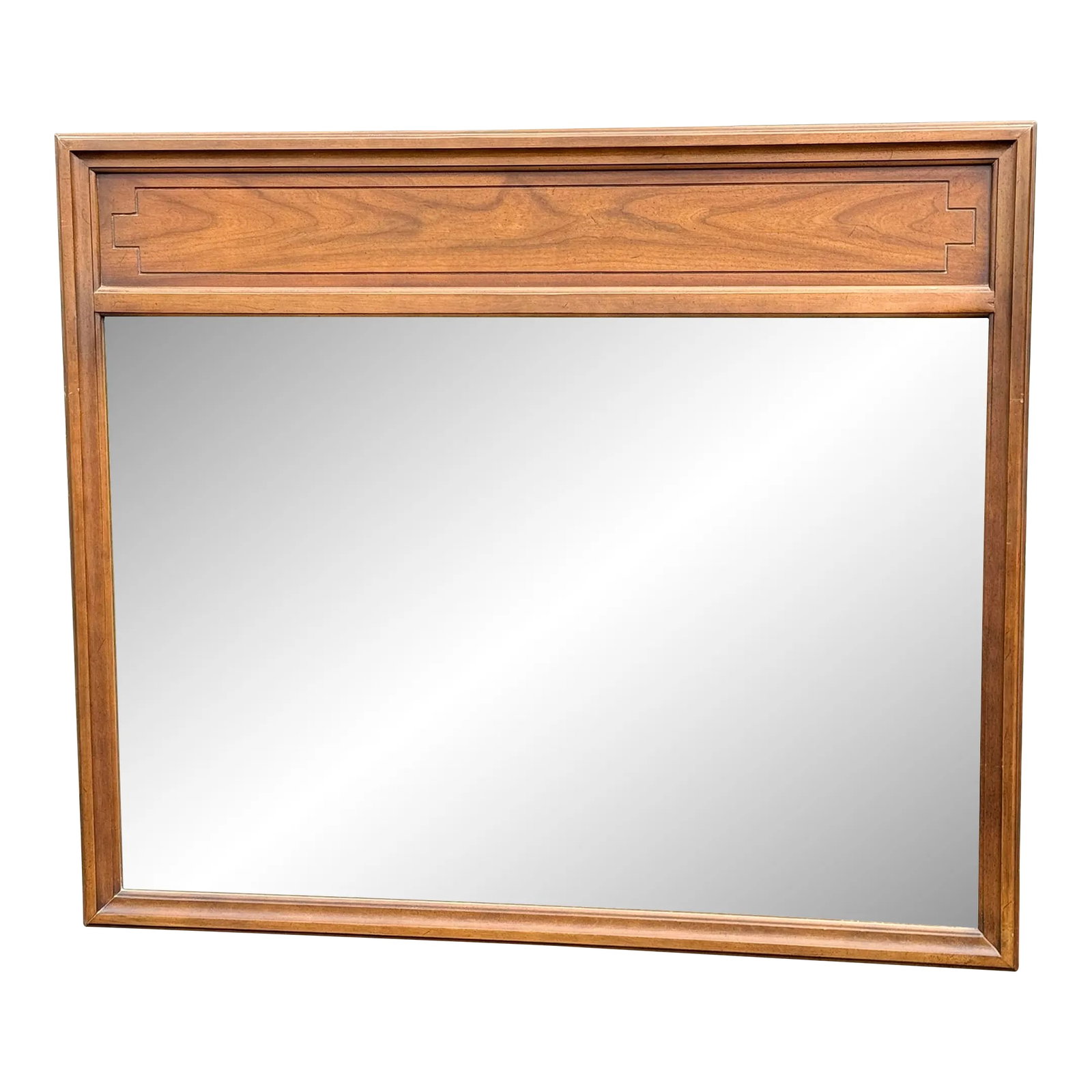 Vintage 1960s Large Walnut Wood Wall Mirror: Vintage 1960s Large Walnut Wood Wall Mirror. Mirror comes with hardware. Excellent used condition. Condition: Alterations: Original Condition Unaltered Imperfections: Some Imperfections Condition