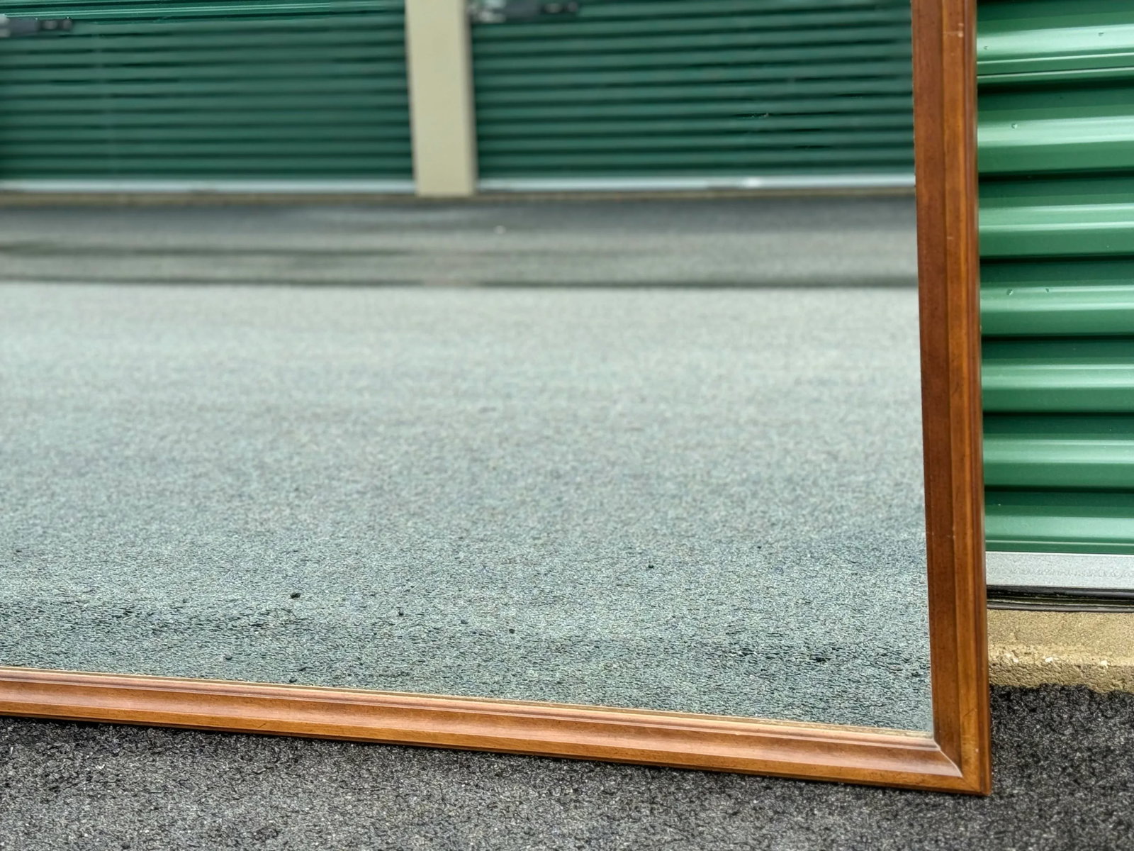 Vintage 1960s Large Walnut Wood Wall Mirror - 5