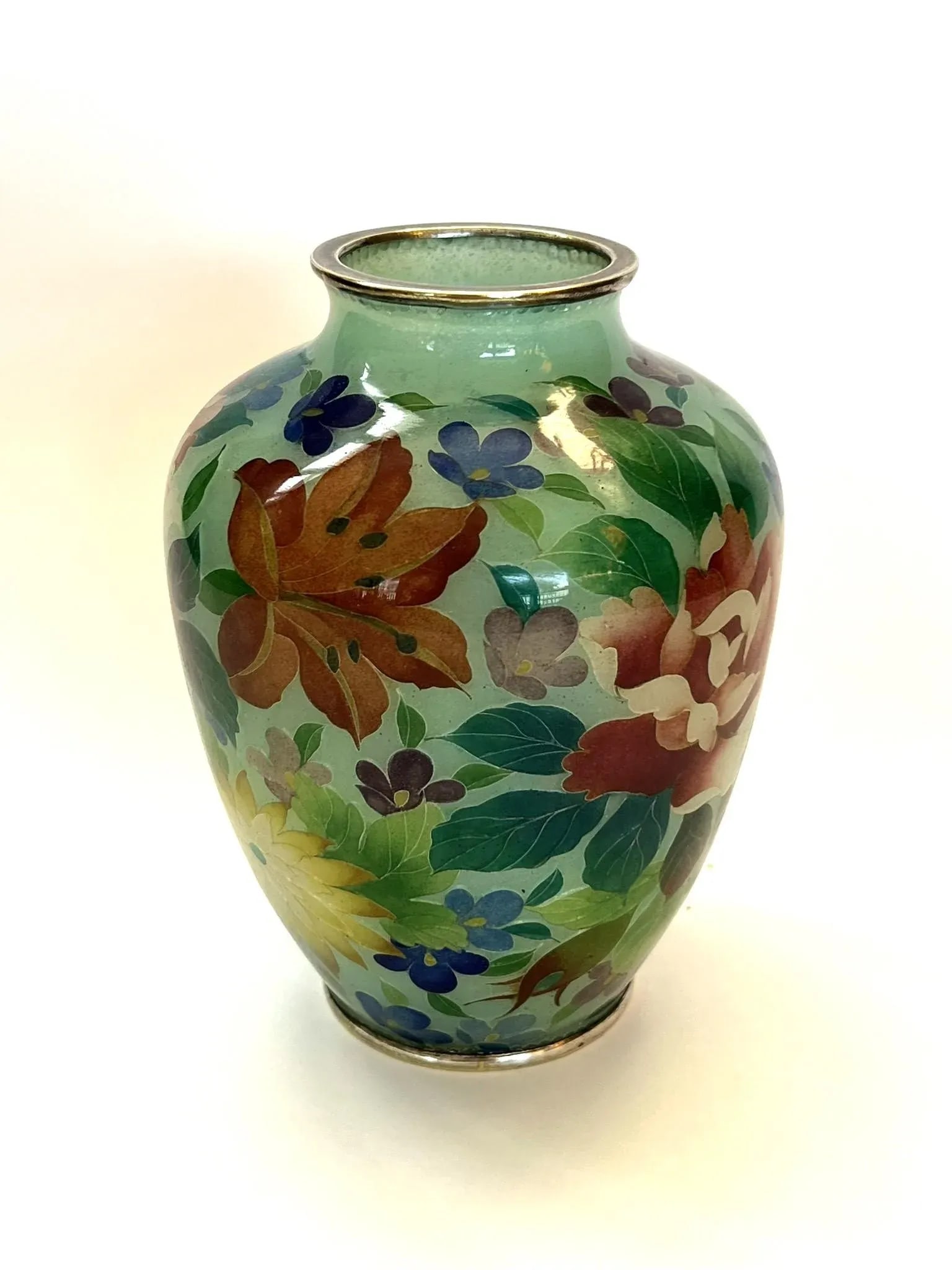 Vintage Japanese Plique-A-Jour Vase in a Floral Design - 2