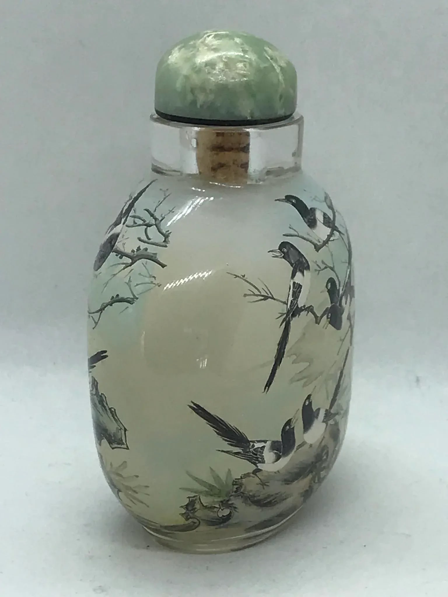 Inside Painted Snuff Bottle With Magpies, Dated 1998 - 3