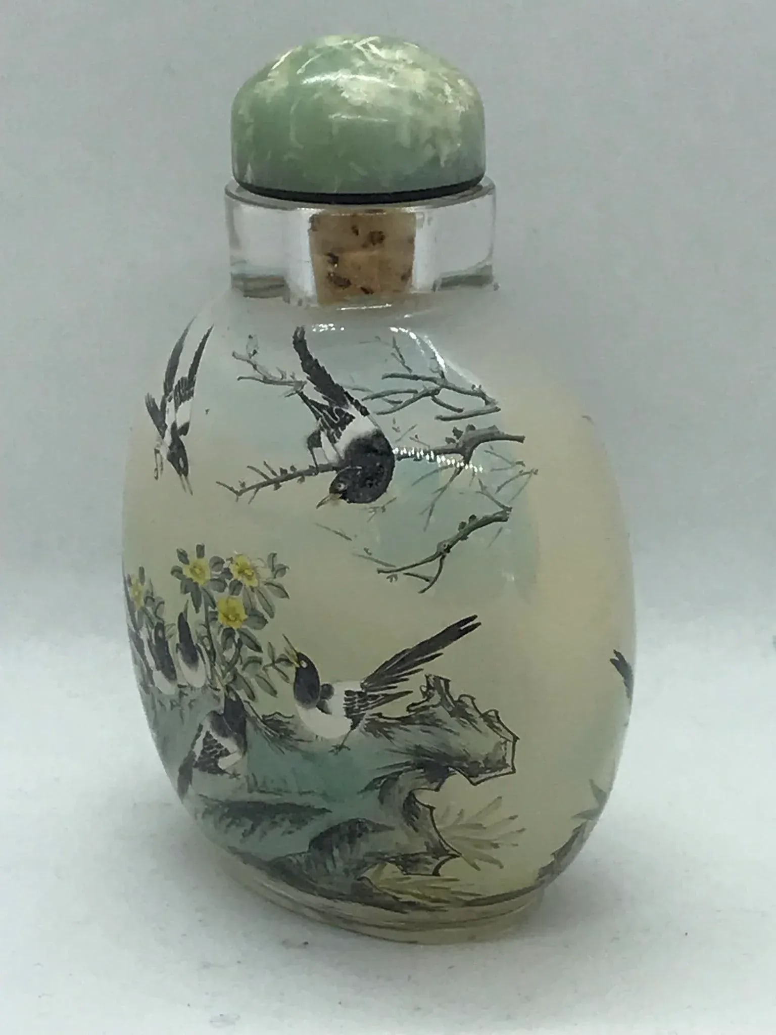 Inside Painted Snuff Bottle With Magpies, Dated 1998 - 4