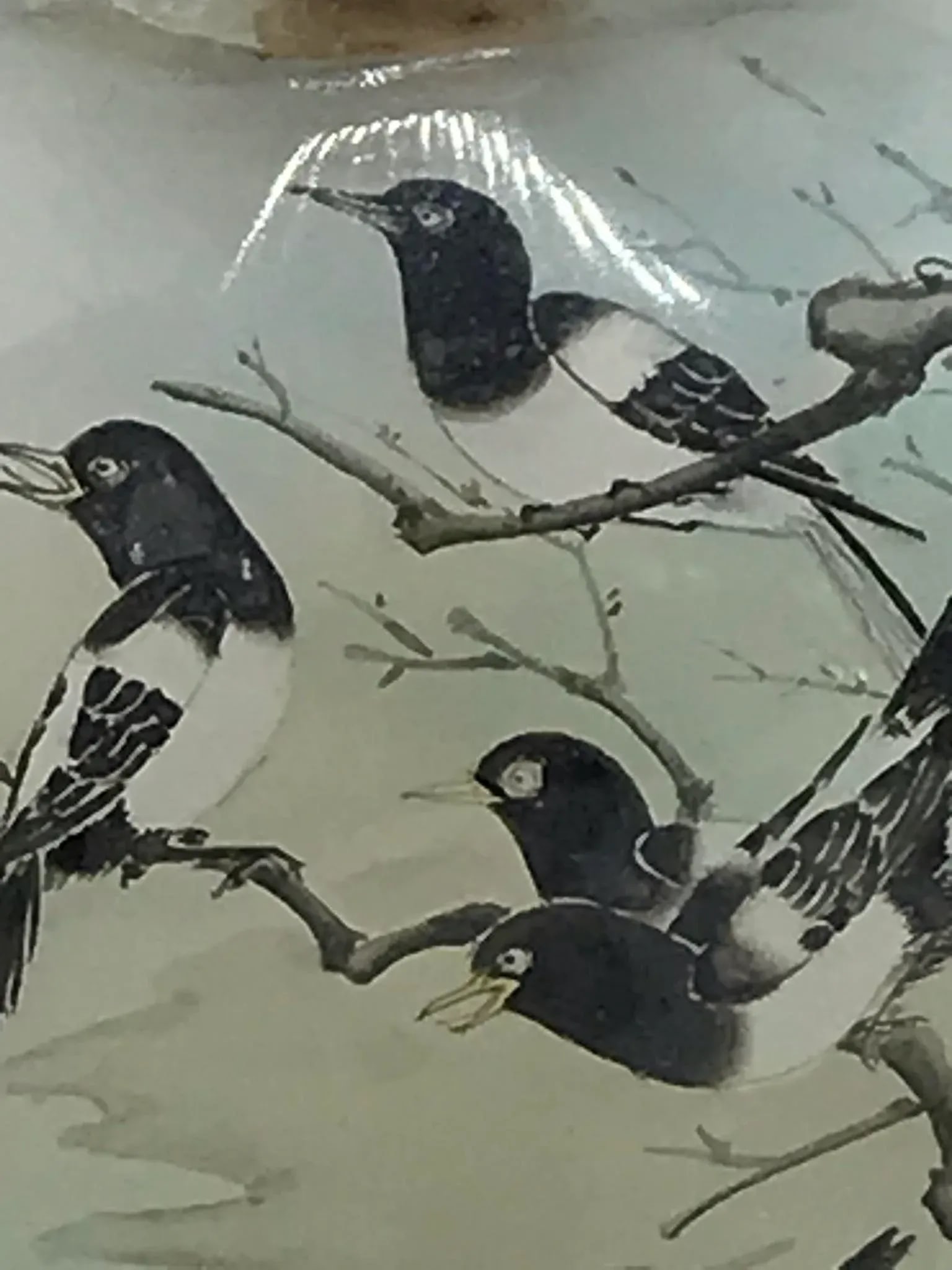Inside Painted Snuff Bottle With Magpies, Dated 1998 - 7