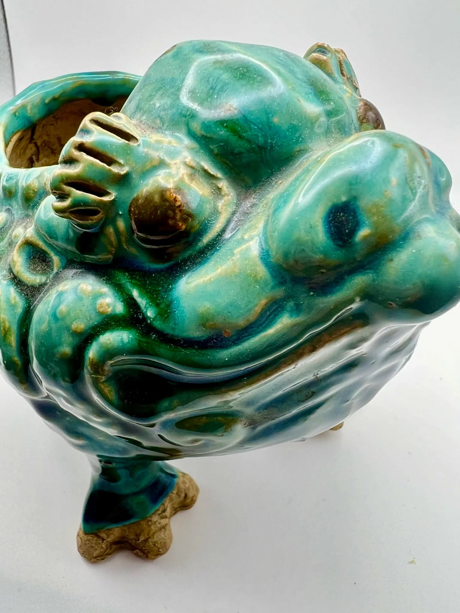 VIntage Shiwan Green Glazed Three Legged Toad - 8