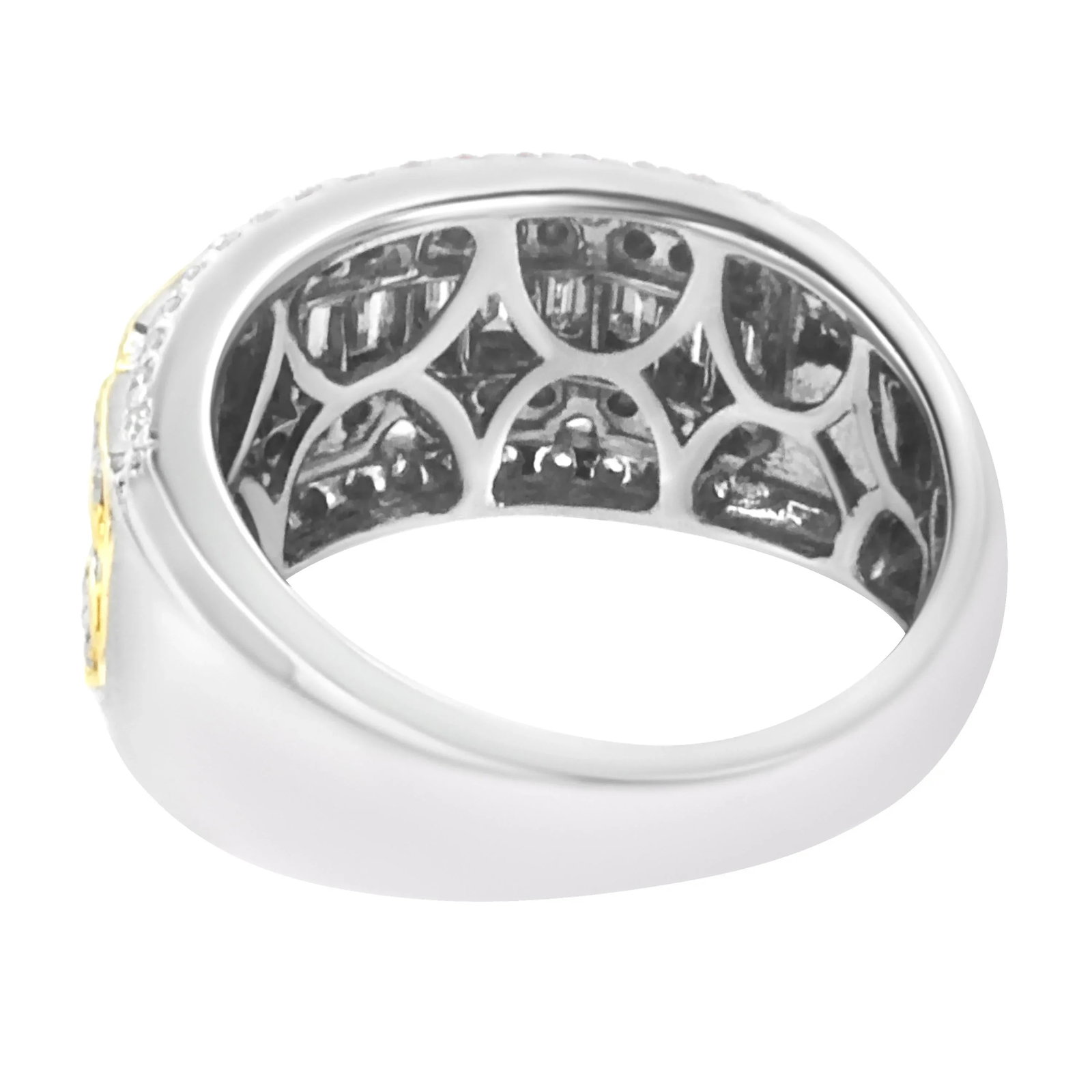 10K White and Yellow Gold 1.00 Cttw Baguette and Round cut Diamond Art Deco Multi-Row Ring Band (I-J - 5