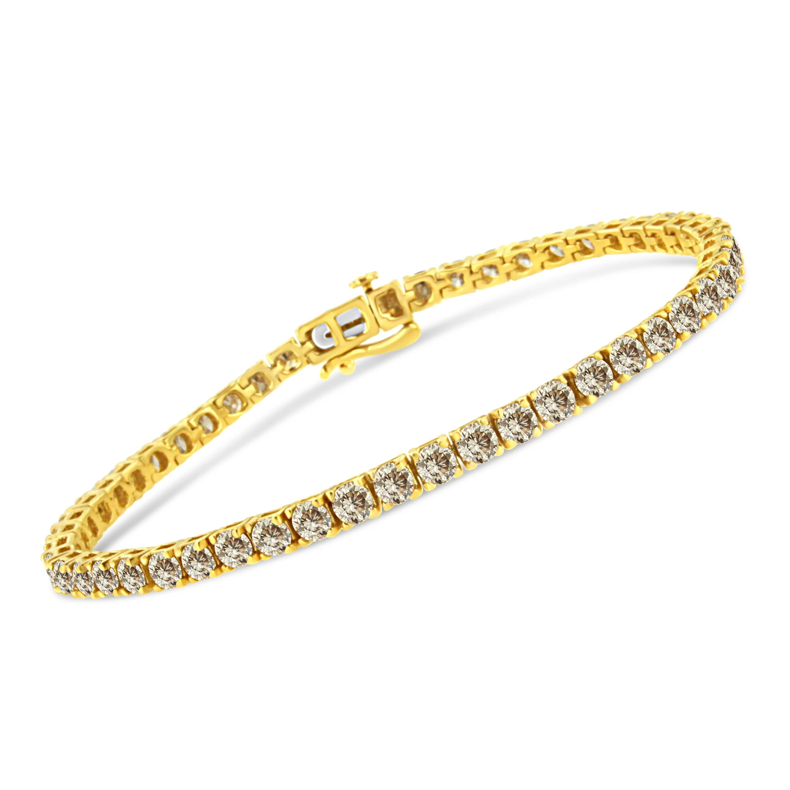 14K Yellow Gold Plated .925 Sterling Silver 8.0 Cttw Diamond Classic Link Tennis Bracelet - 7-1/4" - 2