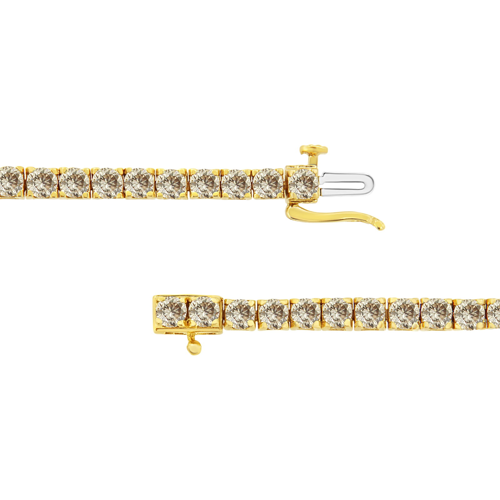 14K Yellow Gold Plated .925 Sterling Silver 8.0 Cttw Diamond Classic Link Tennis Bracelet - 7-1/4" - 3