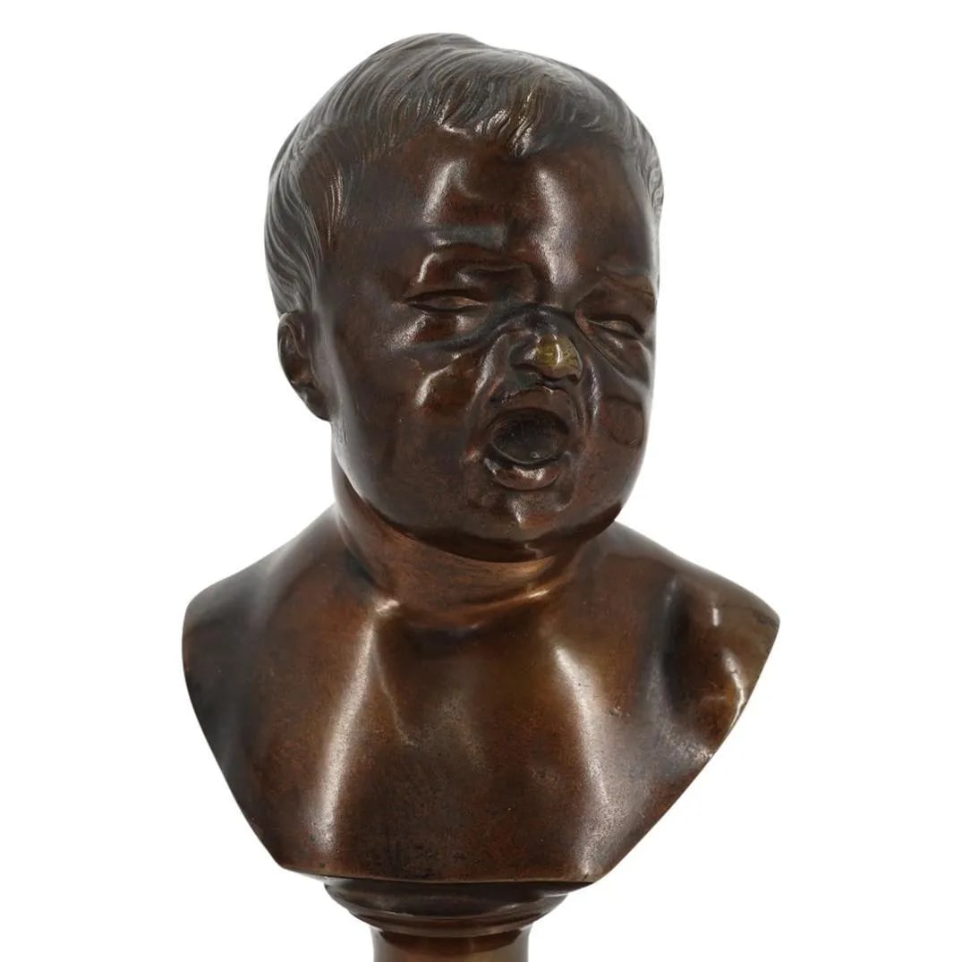 19th Century French Infant Bronze Busts After Jean Antoine Houdon - A Pair - 4